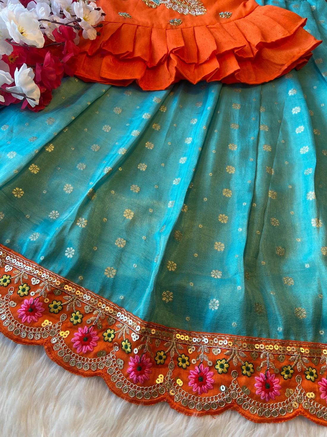 Kids Tissue Handwork Crop Top