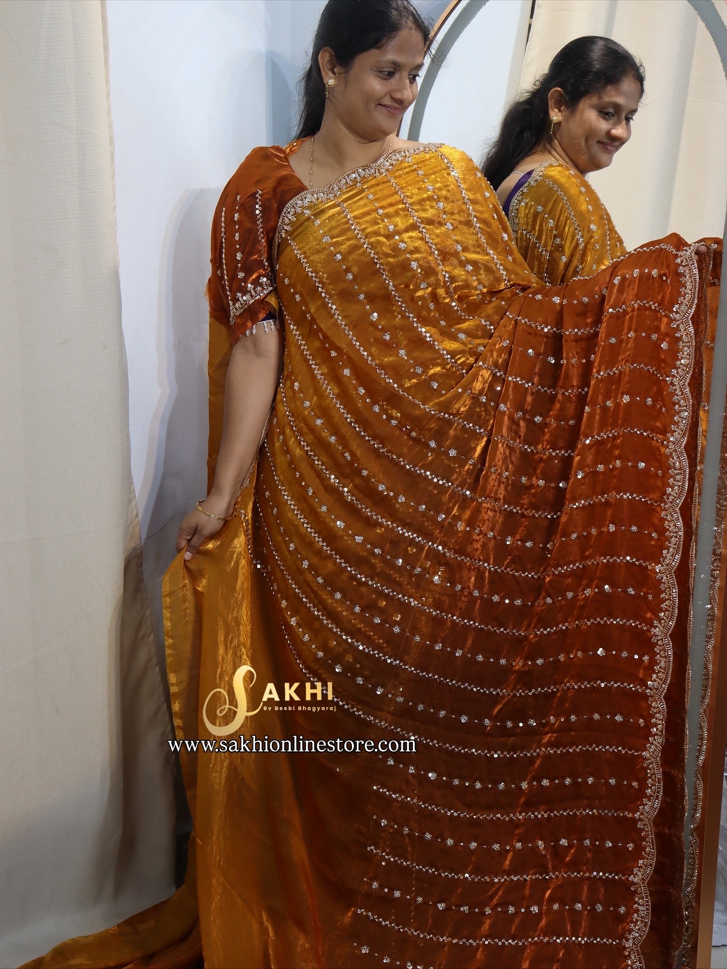 Gold Beed work Space silks premium