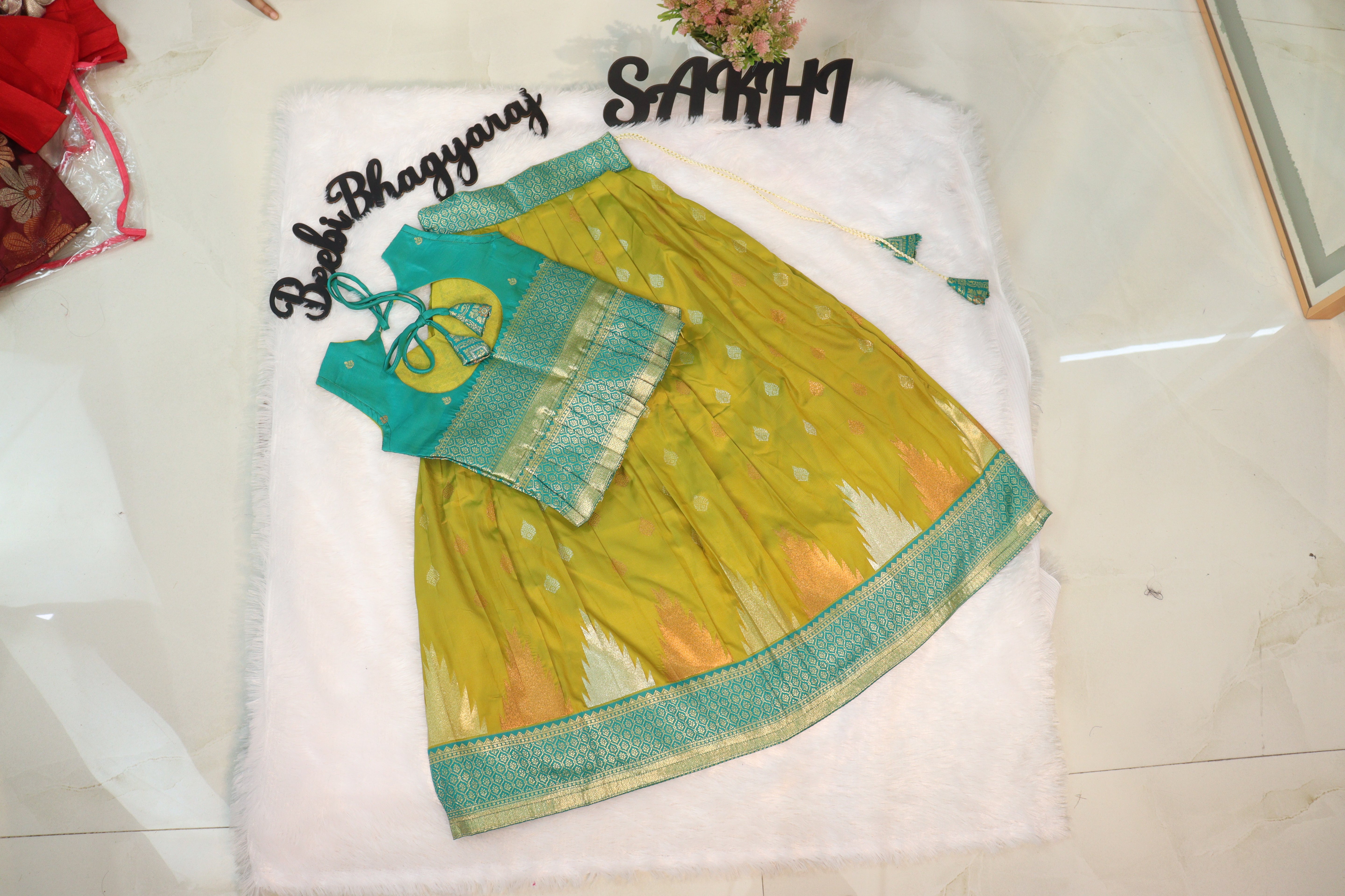 Pranavi: pattu Lehengas for kids
