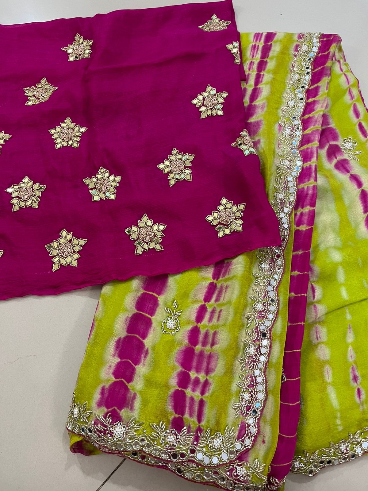Pure Handwork Chinnon sarees