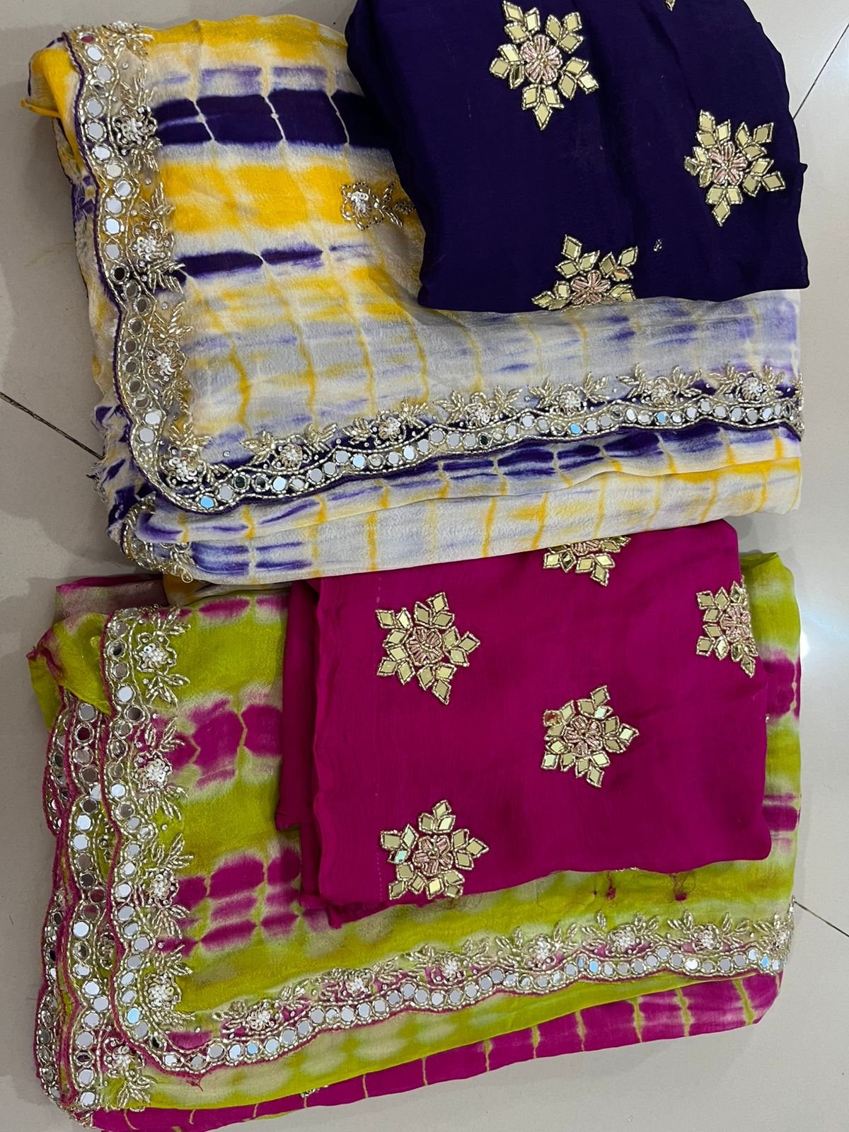 Pure Handwork Chinnon sarees