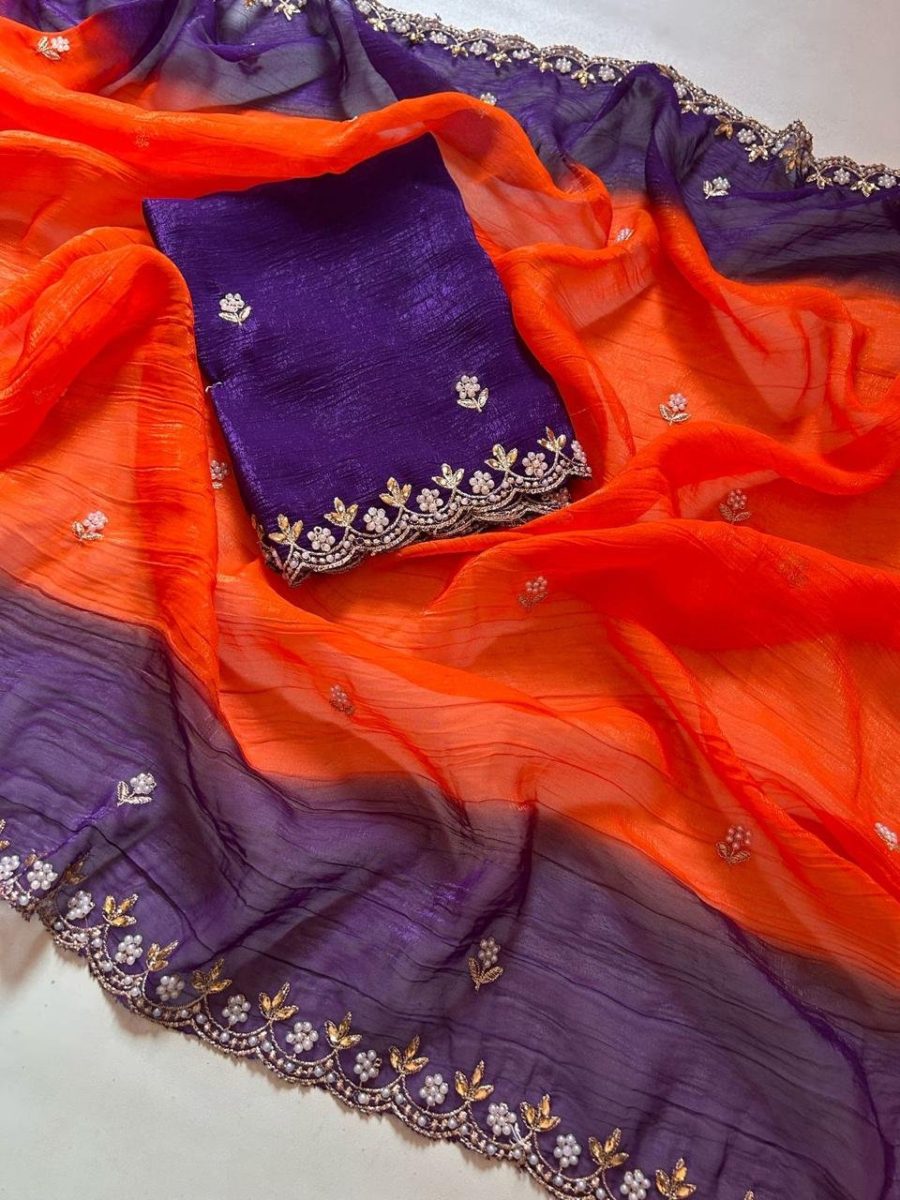Crunchy Chiffon Crush sarees 💕