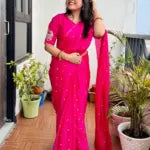Ashwi - A soft Chinnon With peacock Designer blouse 💕