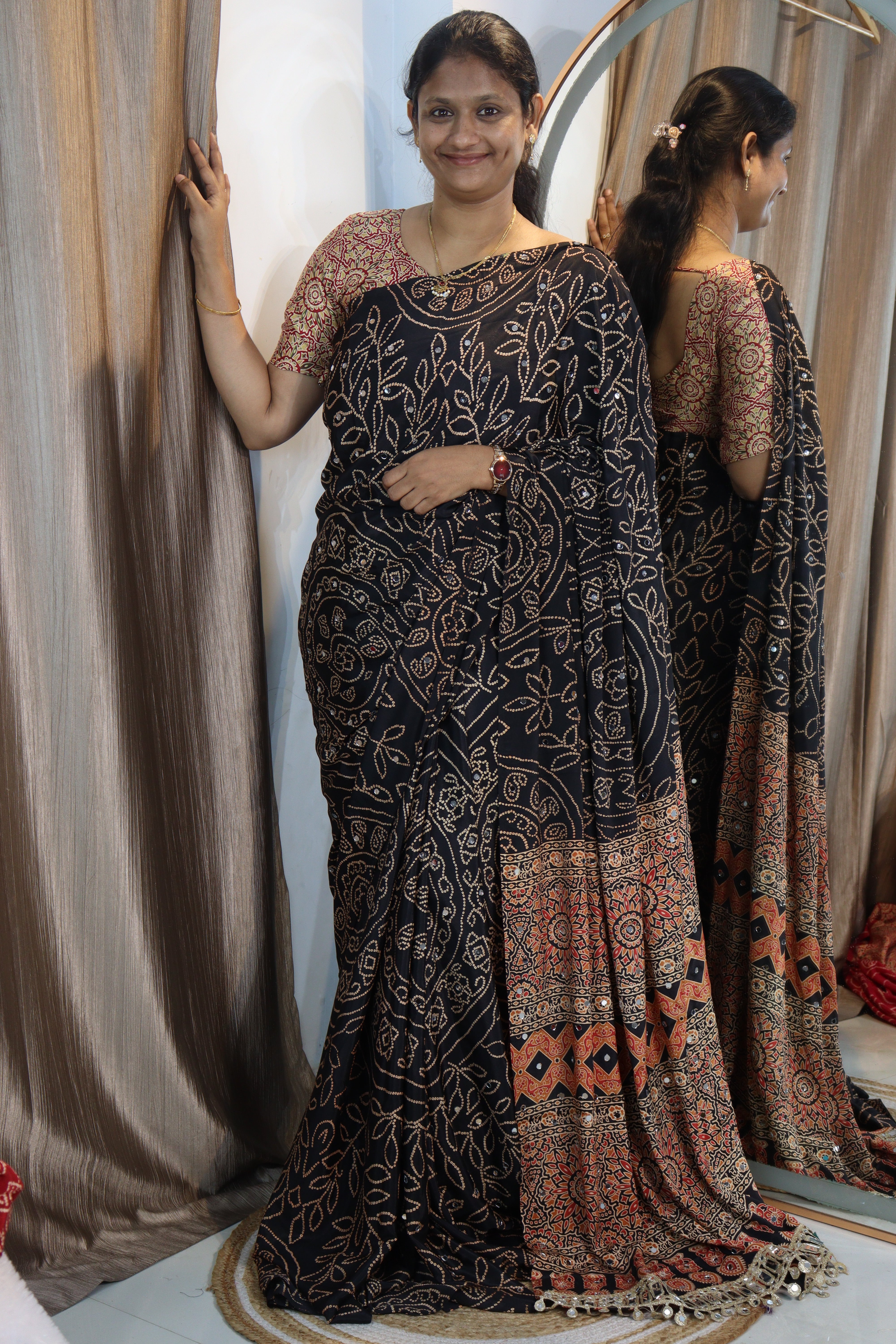 Anshu : Ajrak viscose silk sarees