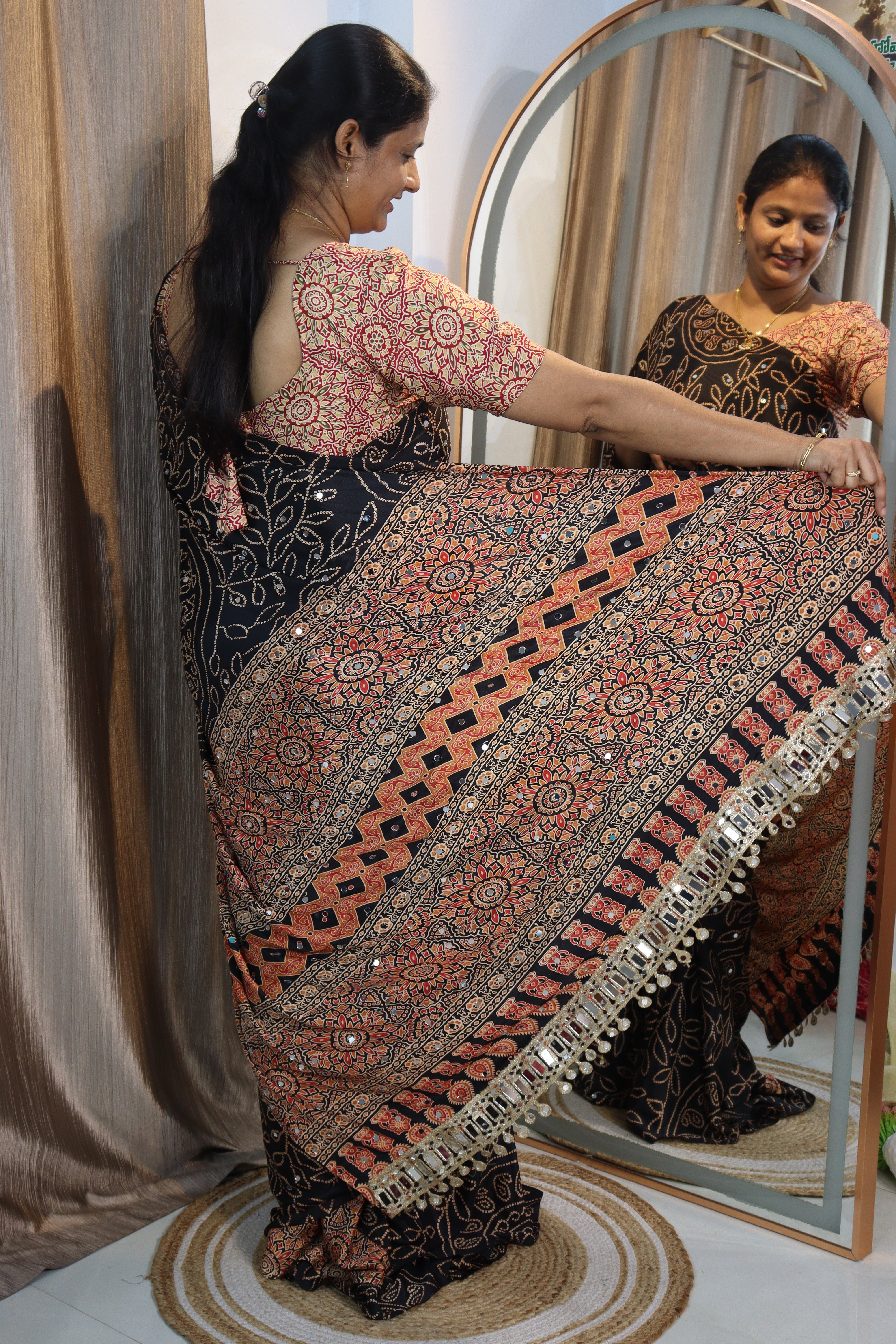 Anshu : Ajrak viscose silk sarees