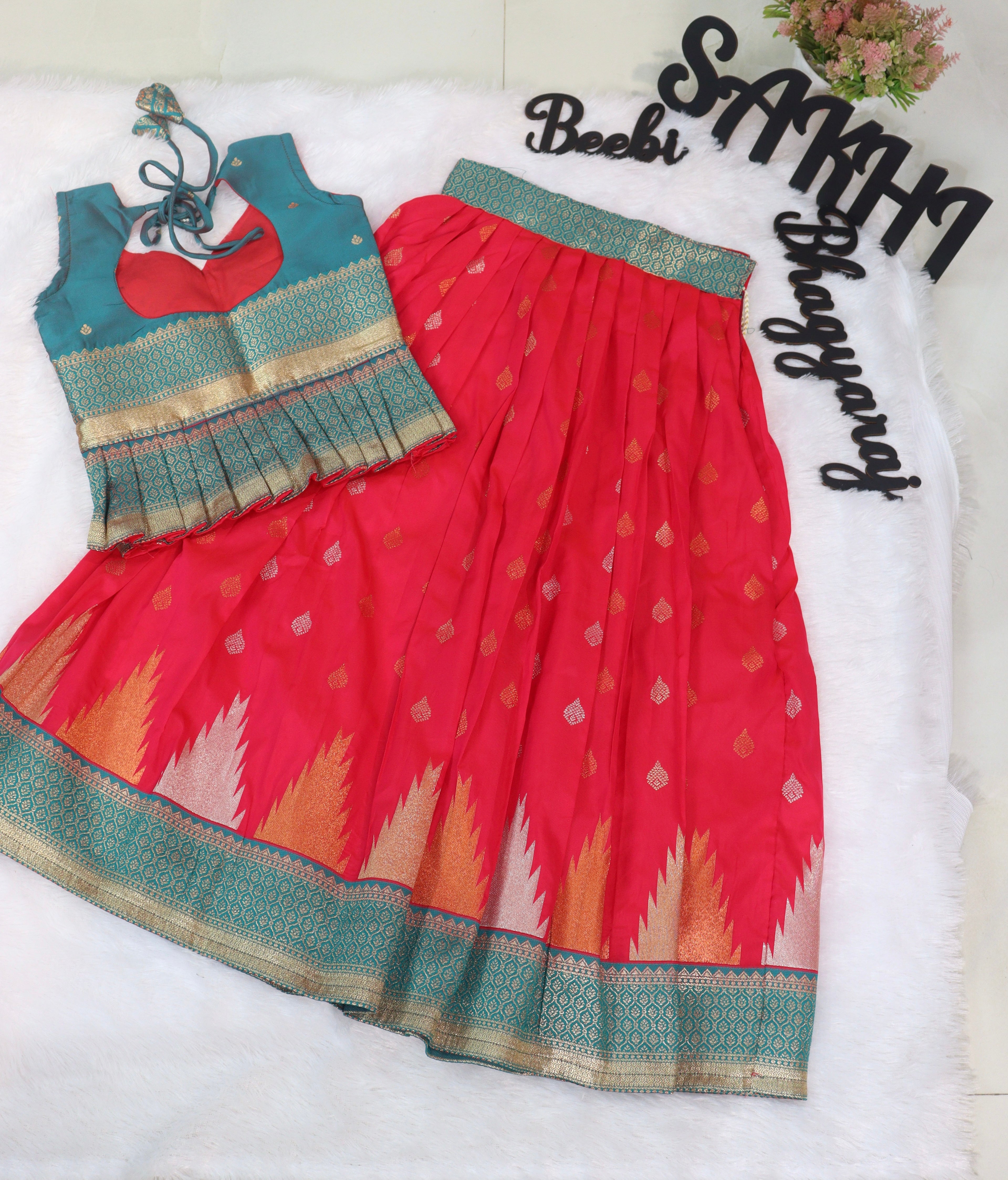 Pranavi: pattu Lehengas for kids
