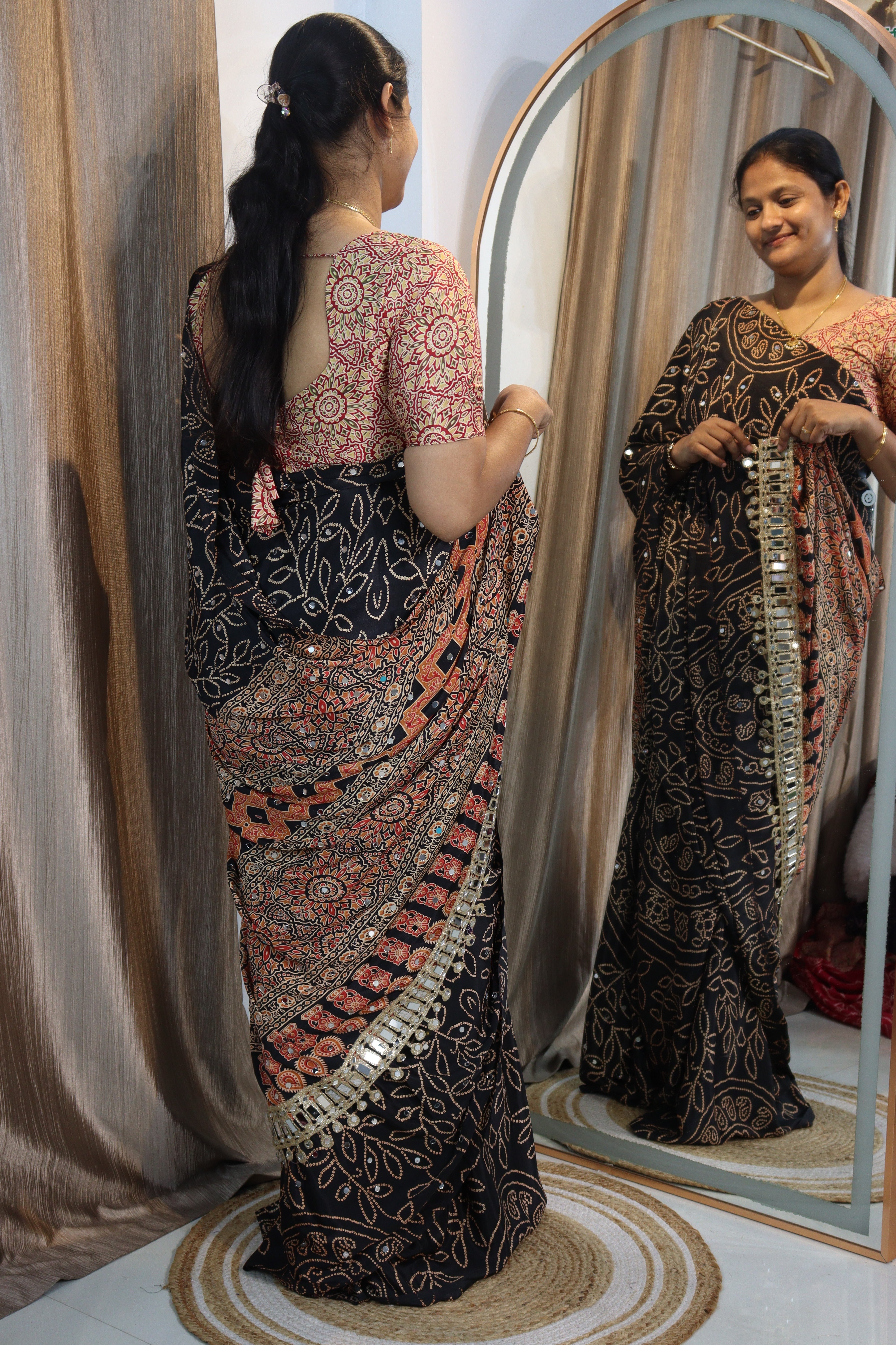 Anshu : Ajrak viscose silk sarees
