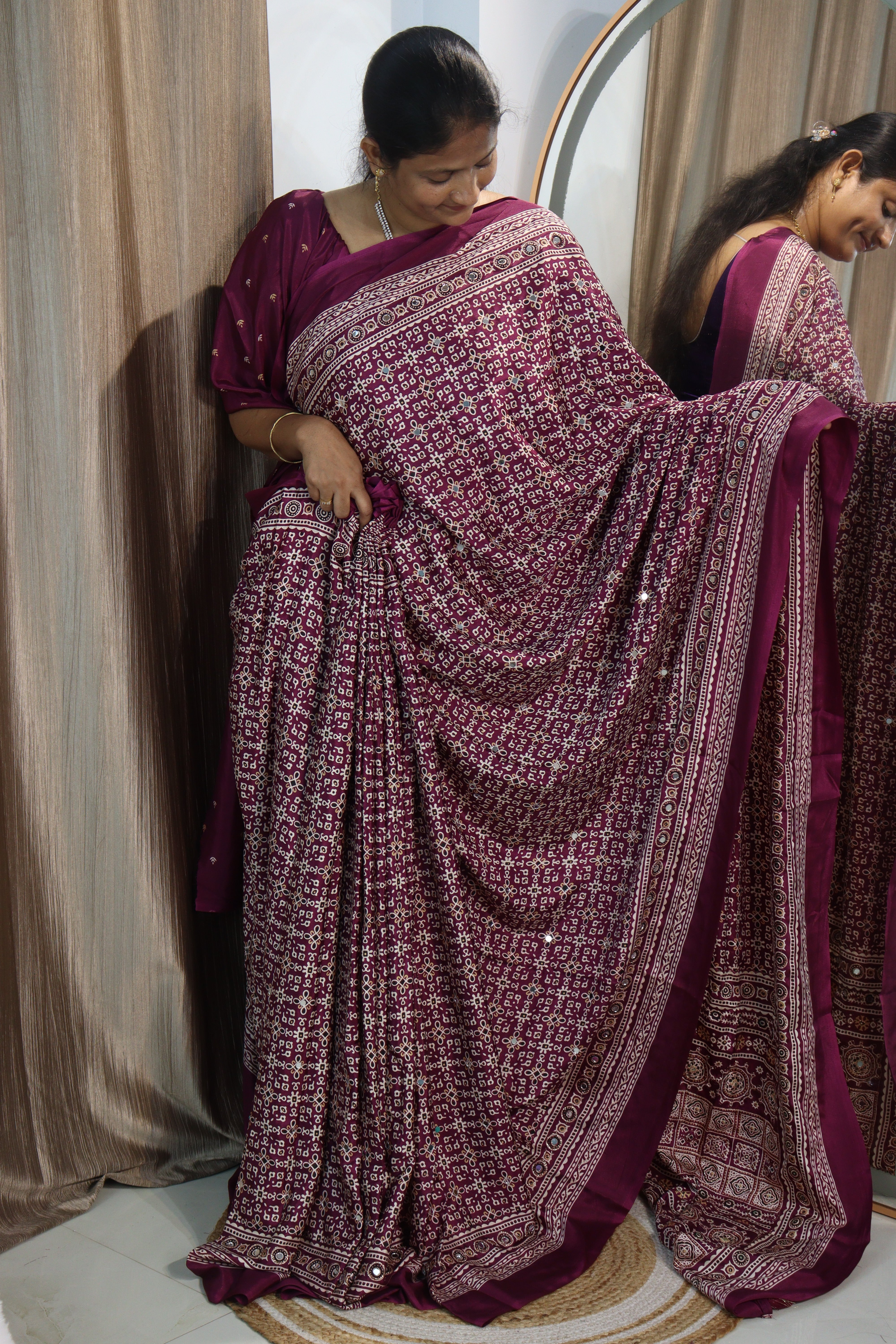 Anjali: Mirror work sarees