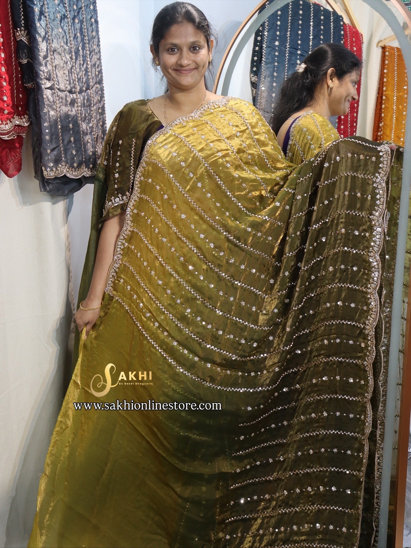 Gold Beed work Space silks premium