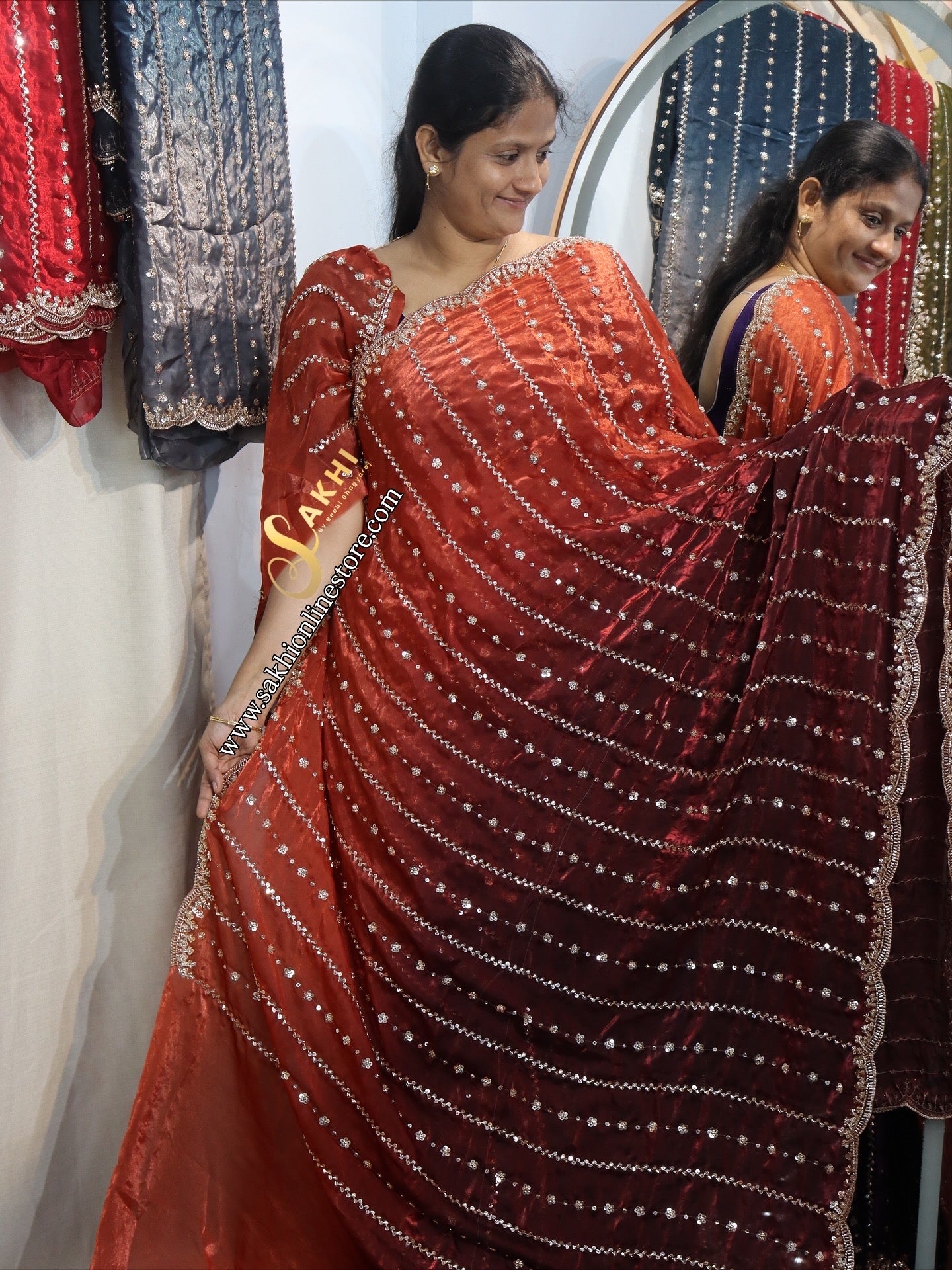 Gold Beed work Space silks premium