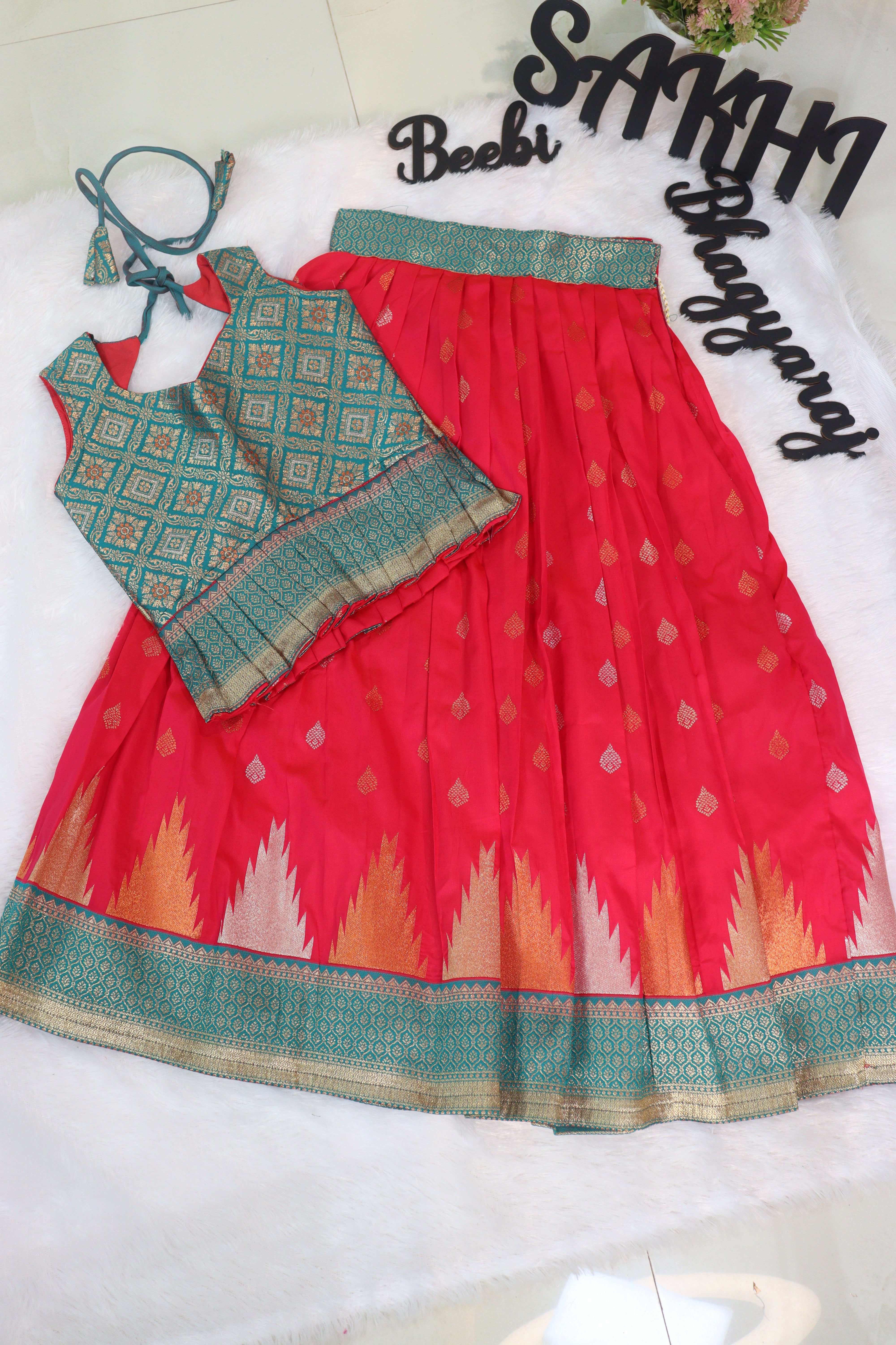 Pranavi: pattu Lehengas for kids