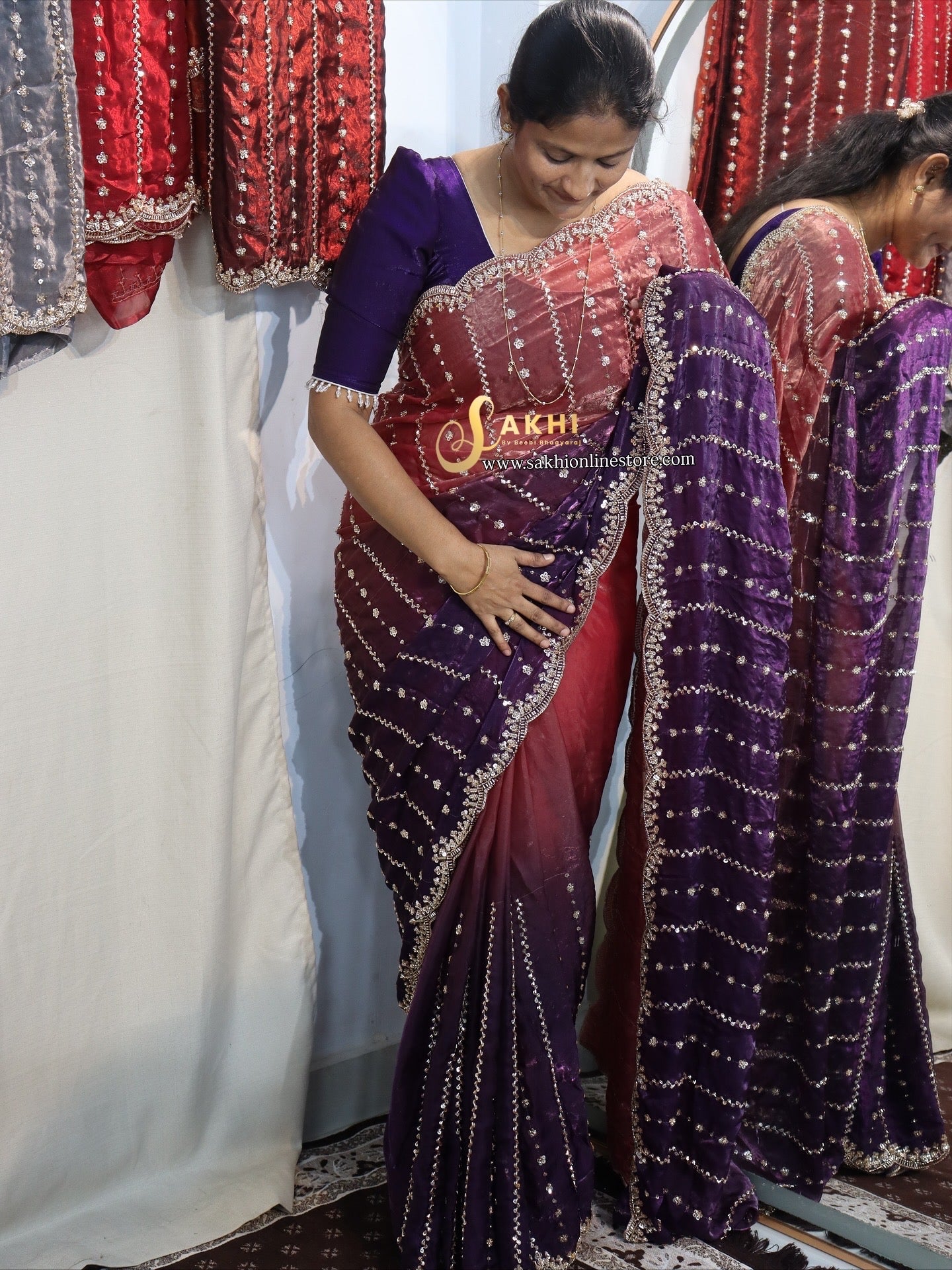 Gold Beed work Space silks premium