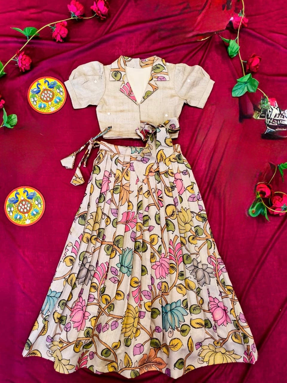 Kalamkari Lehenga for kids