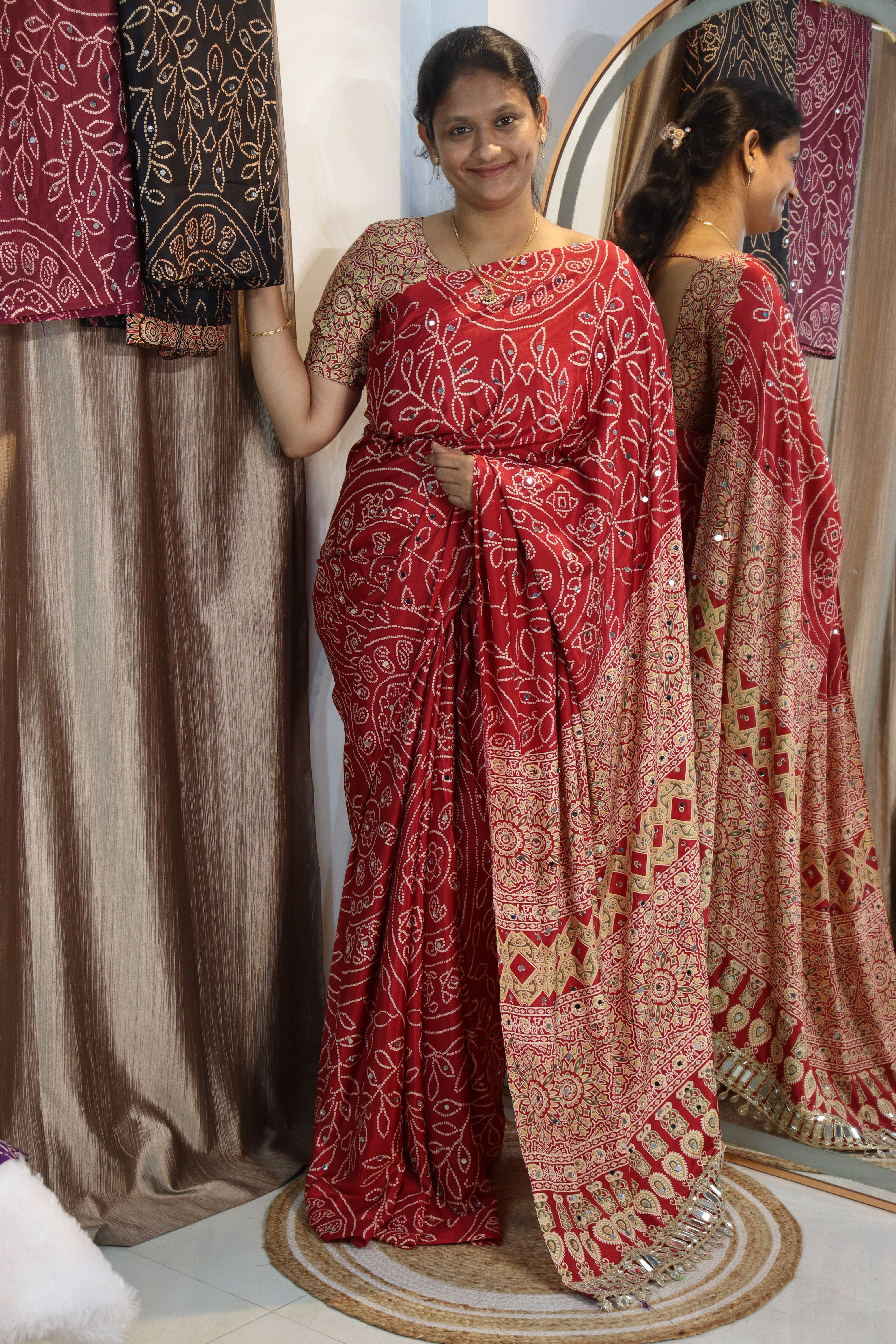 Anshu : Ajrak viscose silk sarees