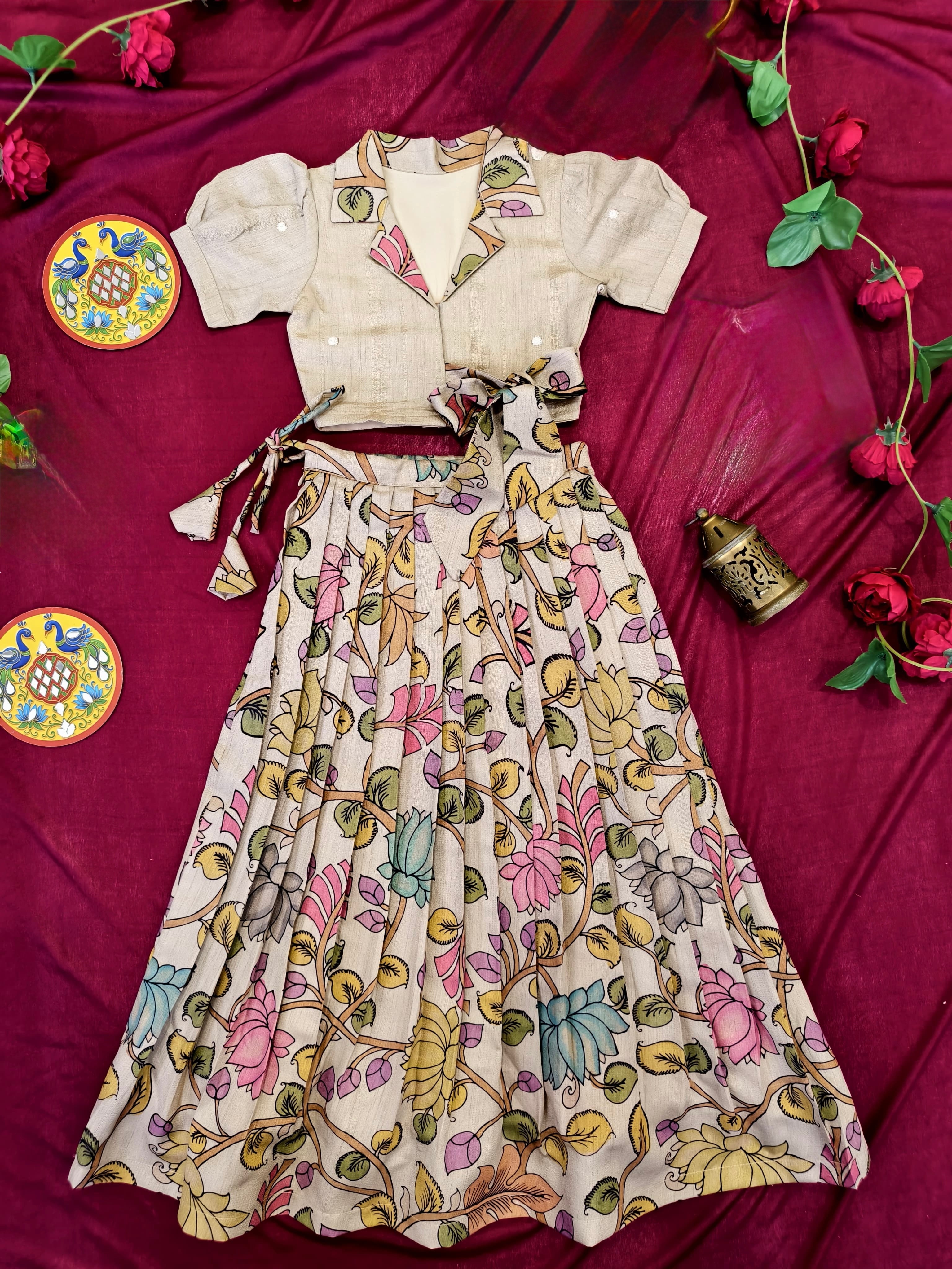 Kalamkari Lehenga for kids