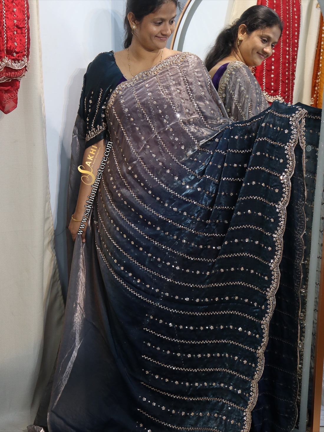 Gold Beed work Space silks premium