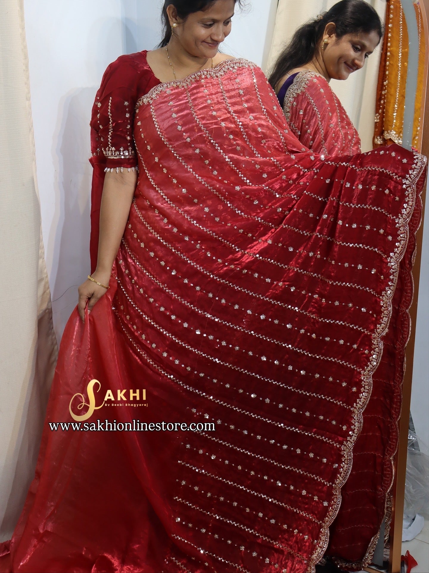 Gold Beed work Space silks premium