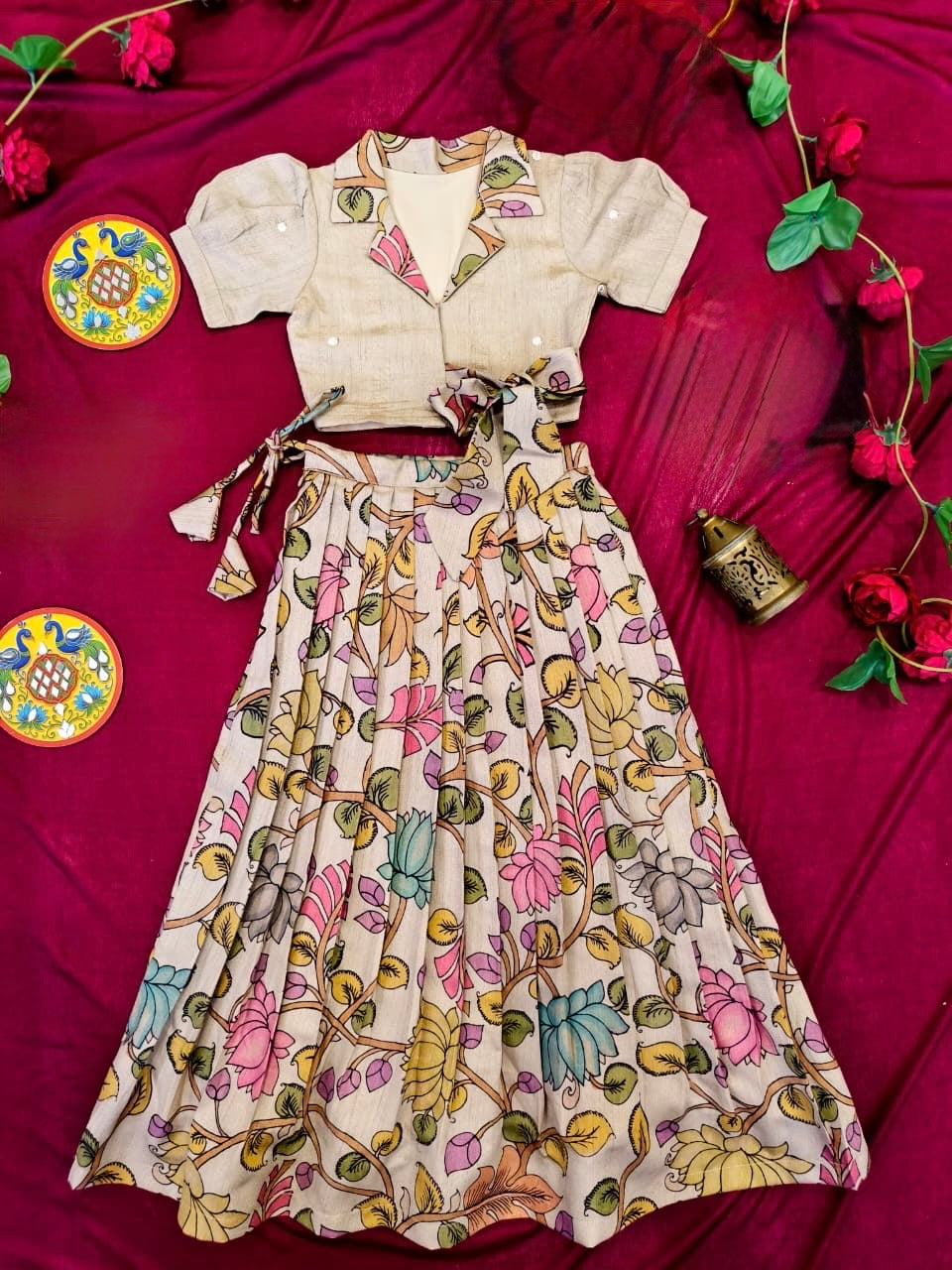 Kalamkari Lehenga for kids