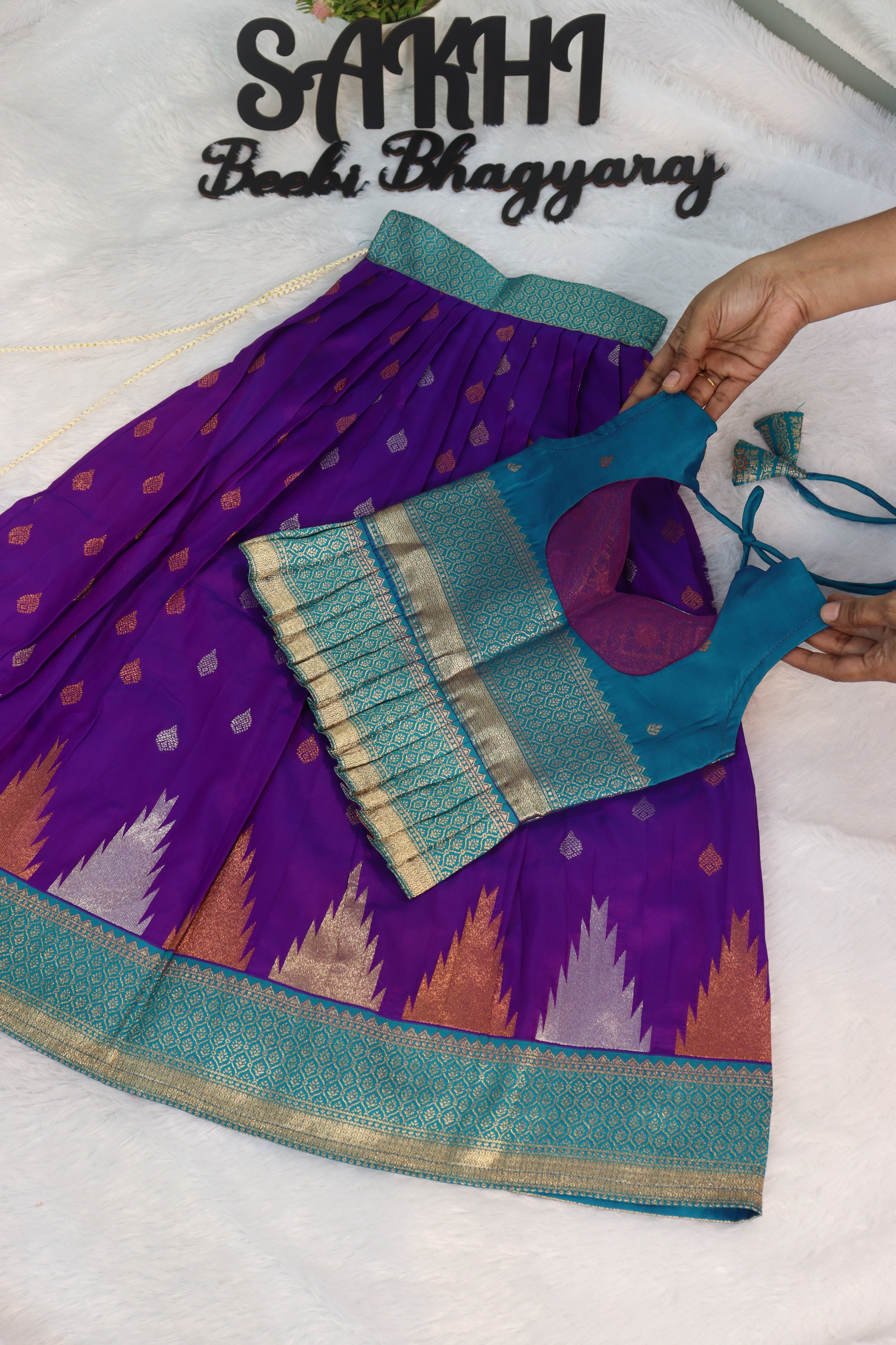 Pranavi: pattu Lehengas for kids