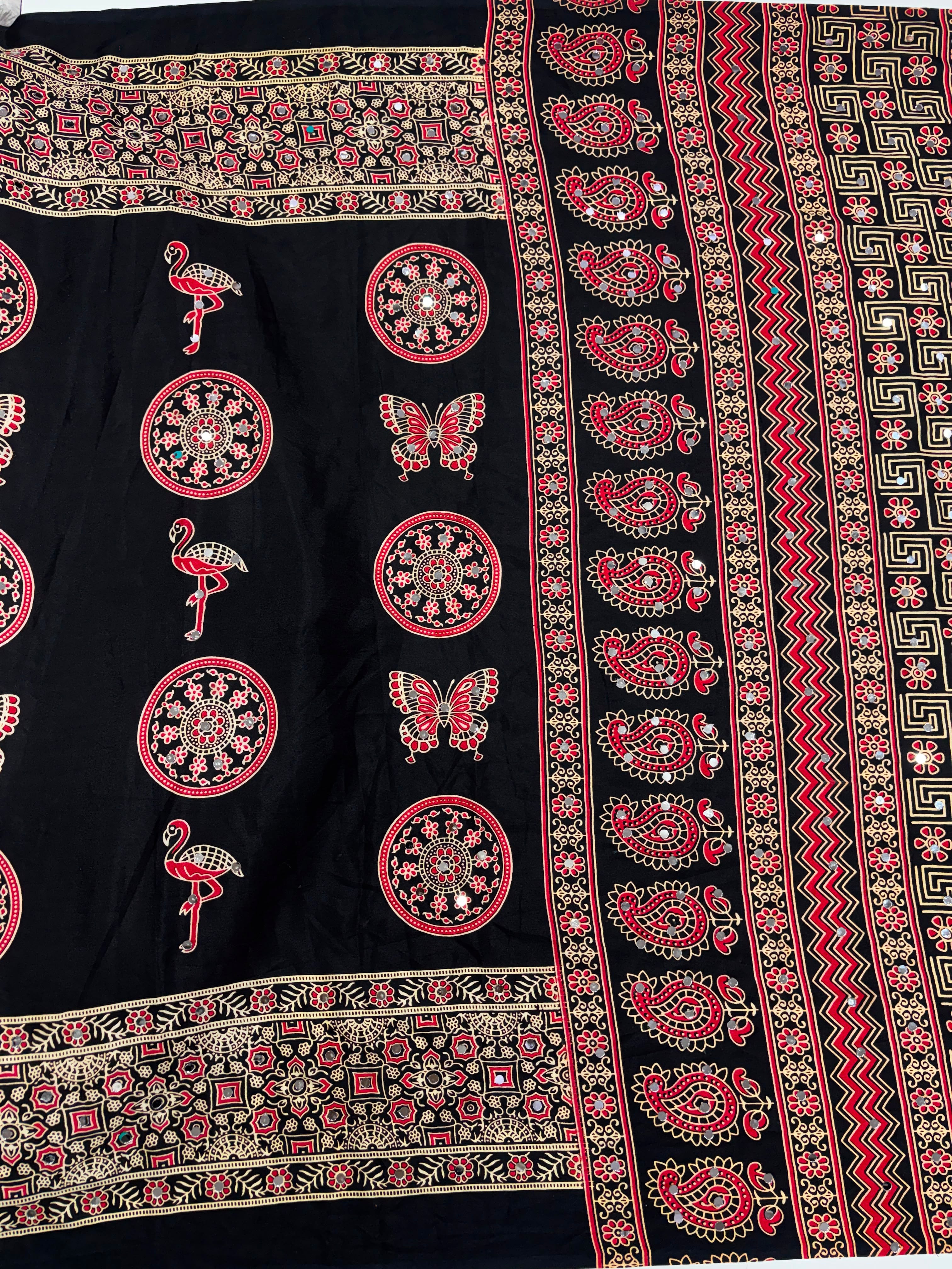 Anshu 4 : Ajrak viscose Satin silk sarees 💕