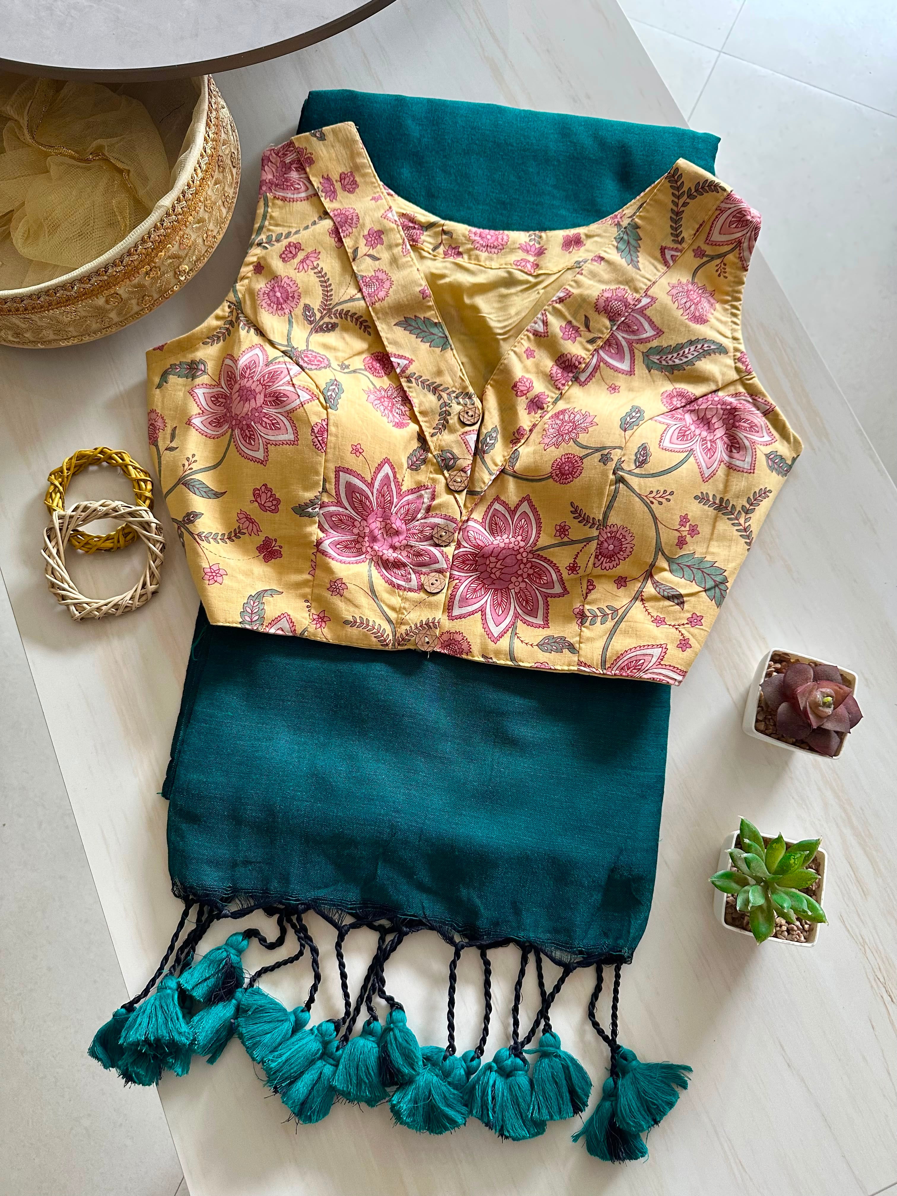 Aarvi: Khadi cotton saree + pretty blouses