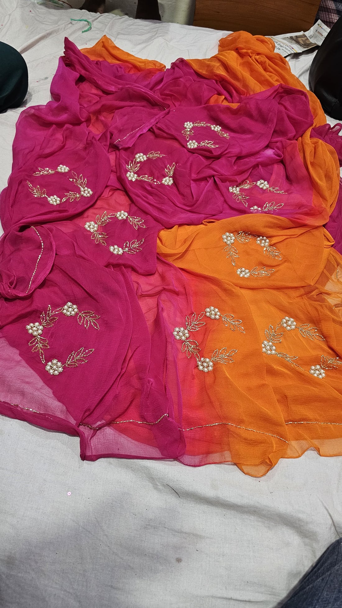 Rose: Chiffon sarees maggam work