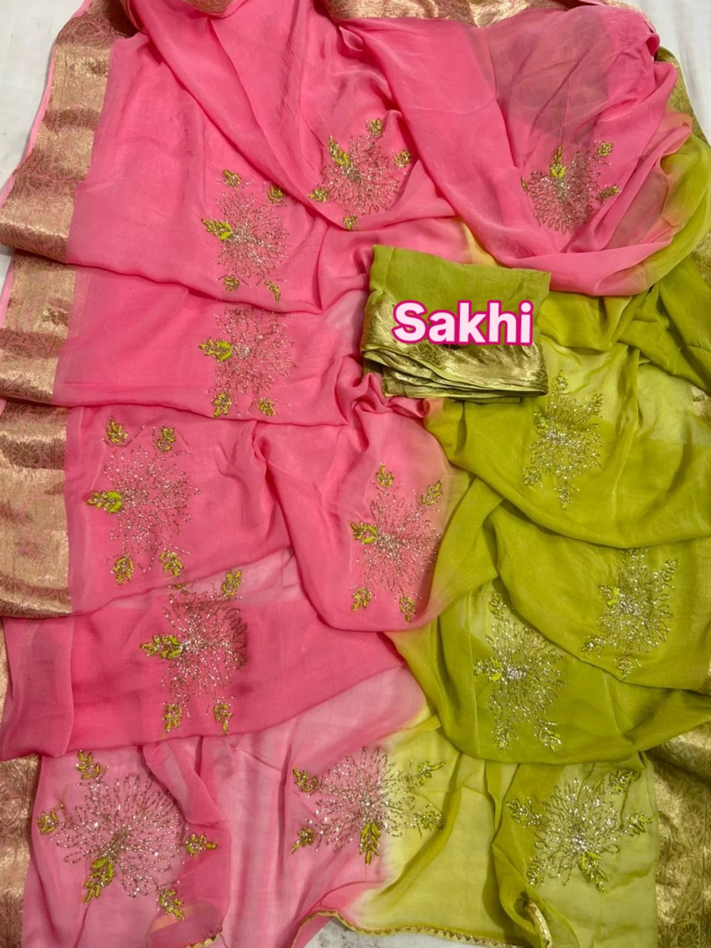 Pure Chiffon Handwork Saree