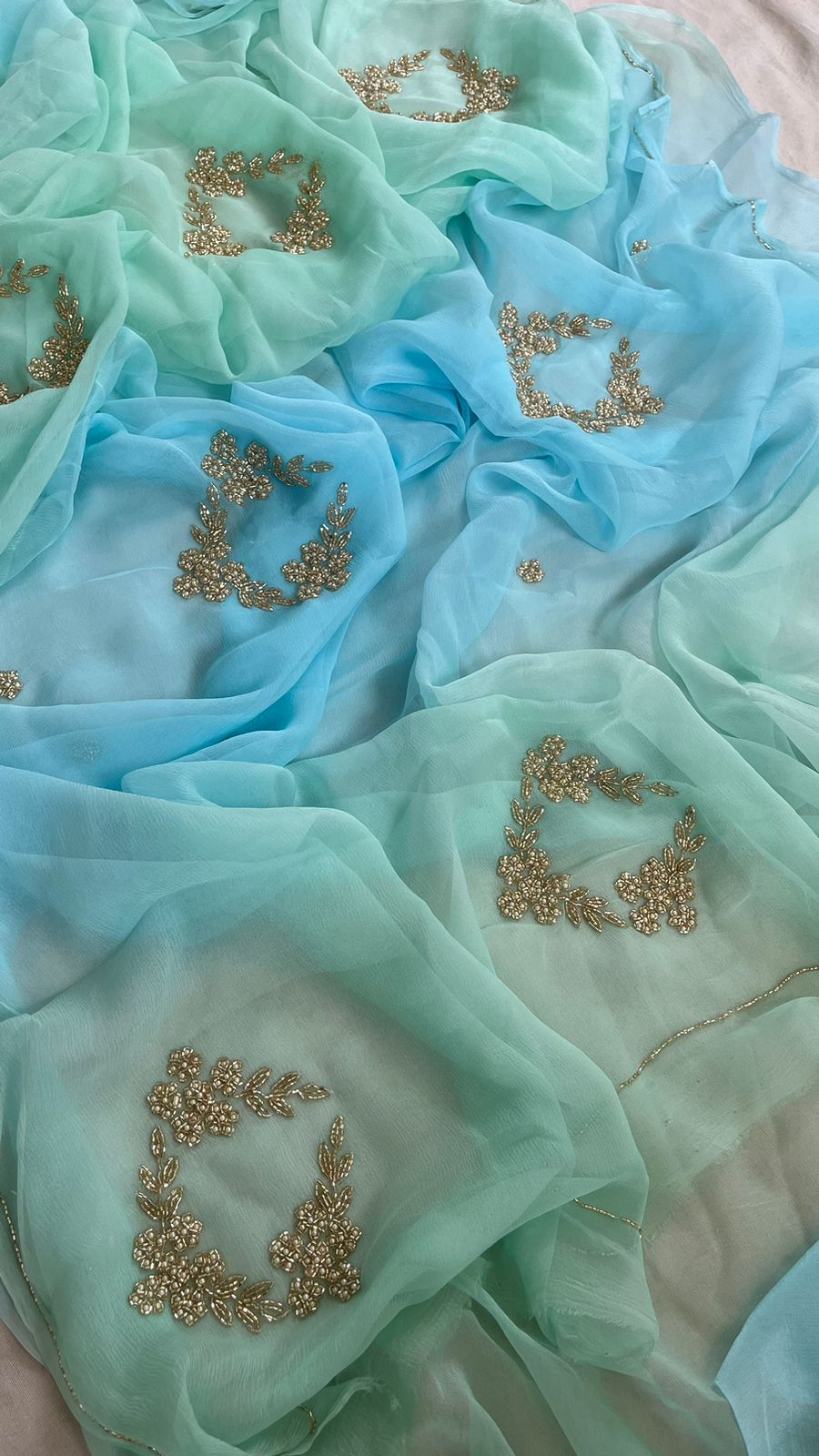 Rose: Chiffon sarees maggam work