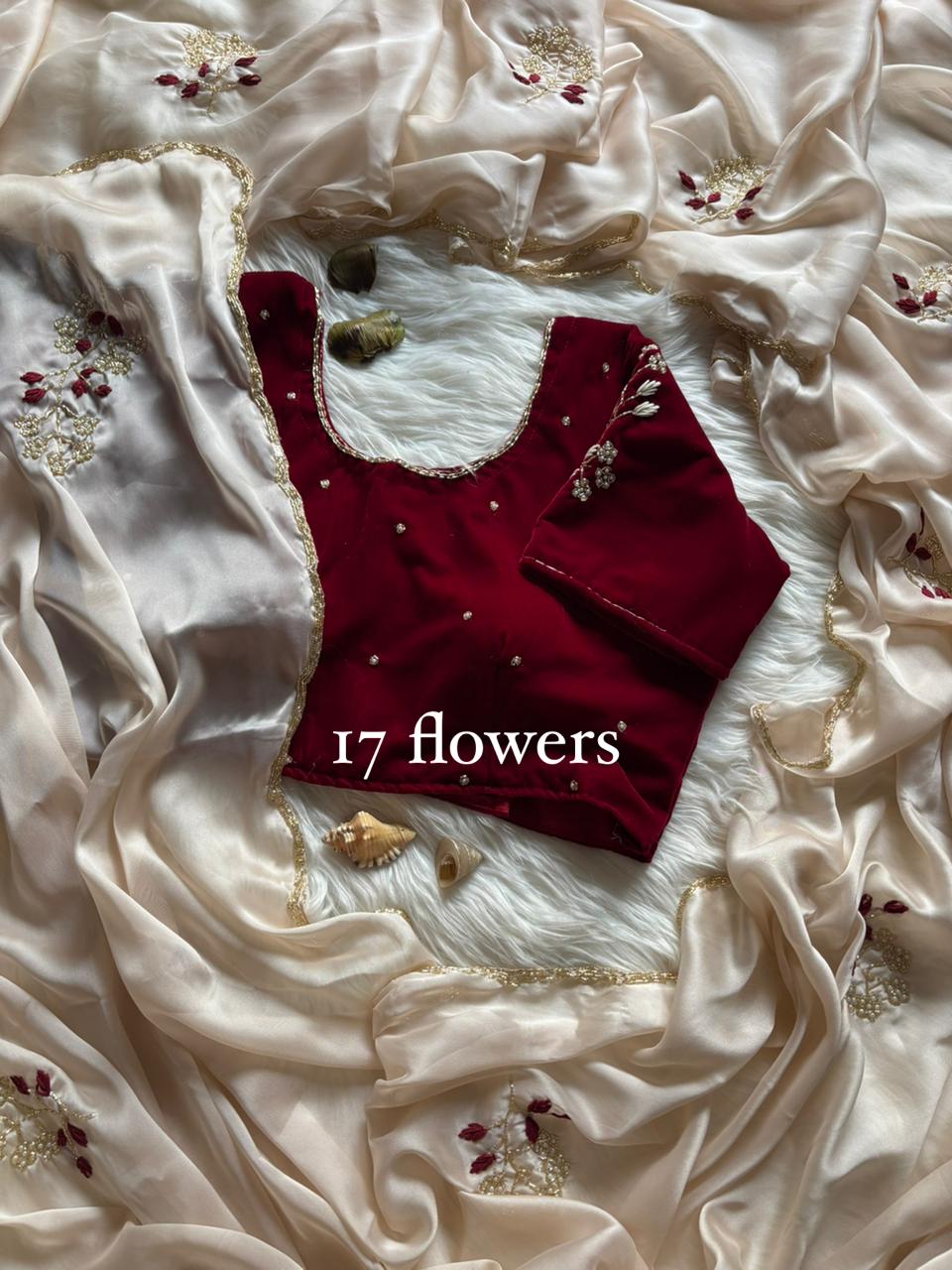 Floral Velvet : designer Saree