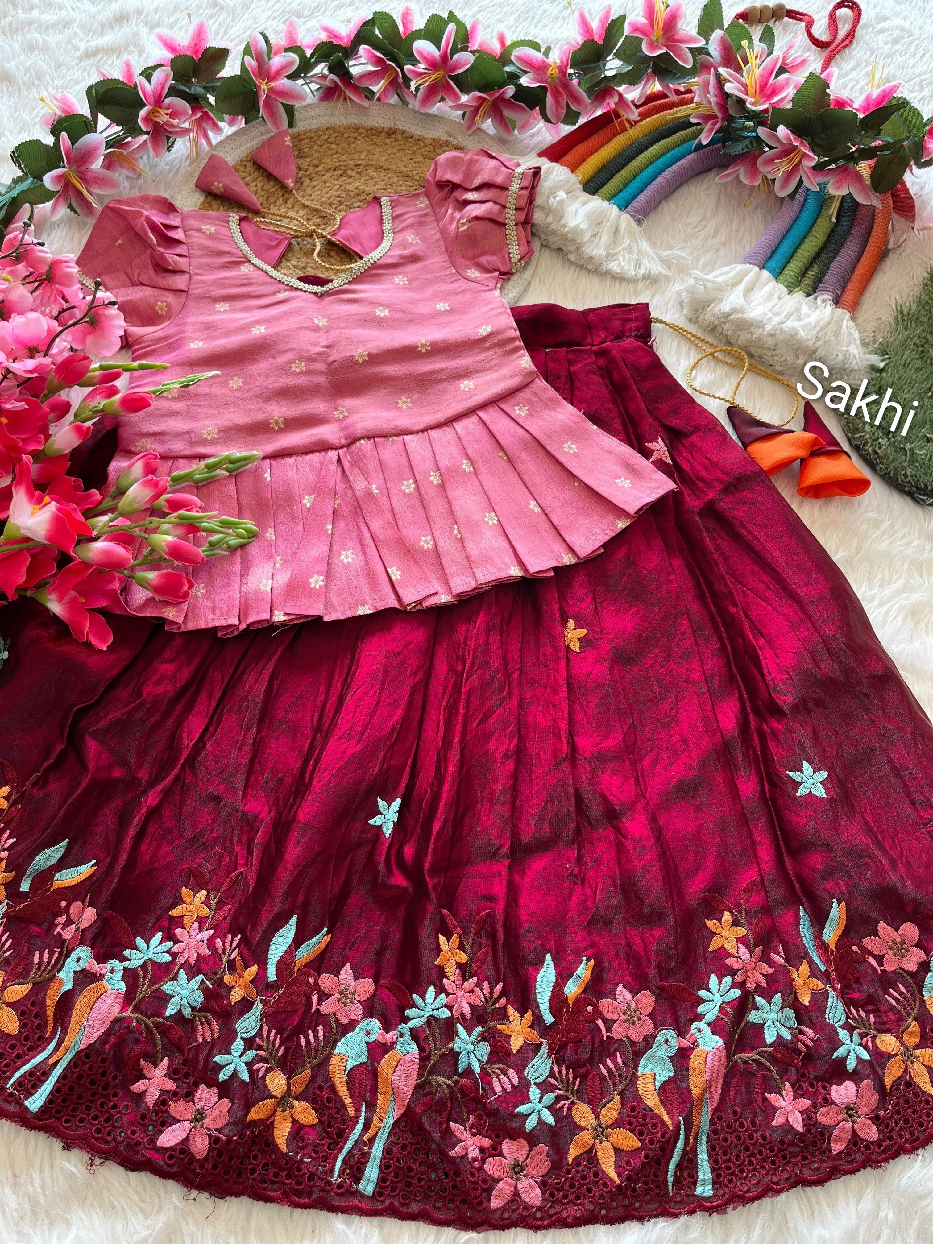 Cute Parrot : kids lehenga