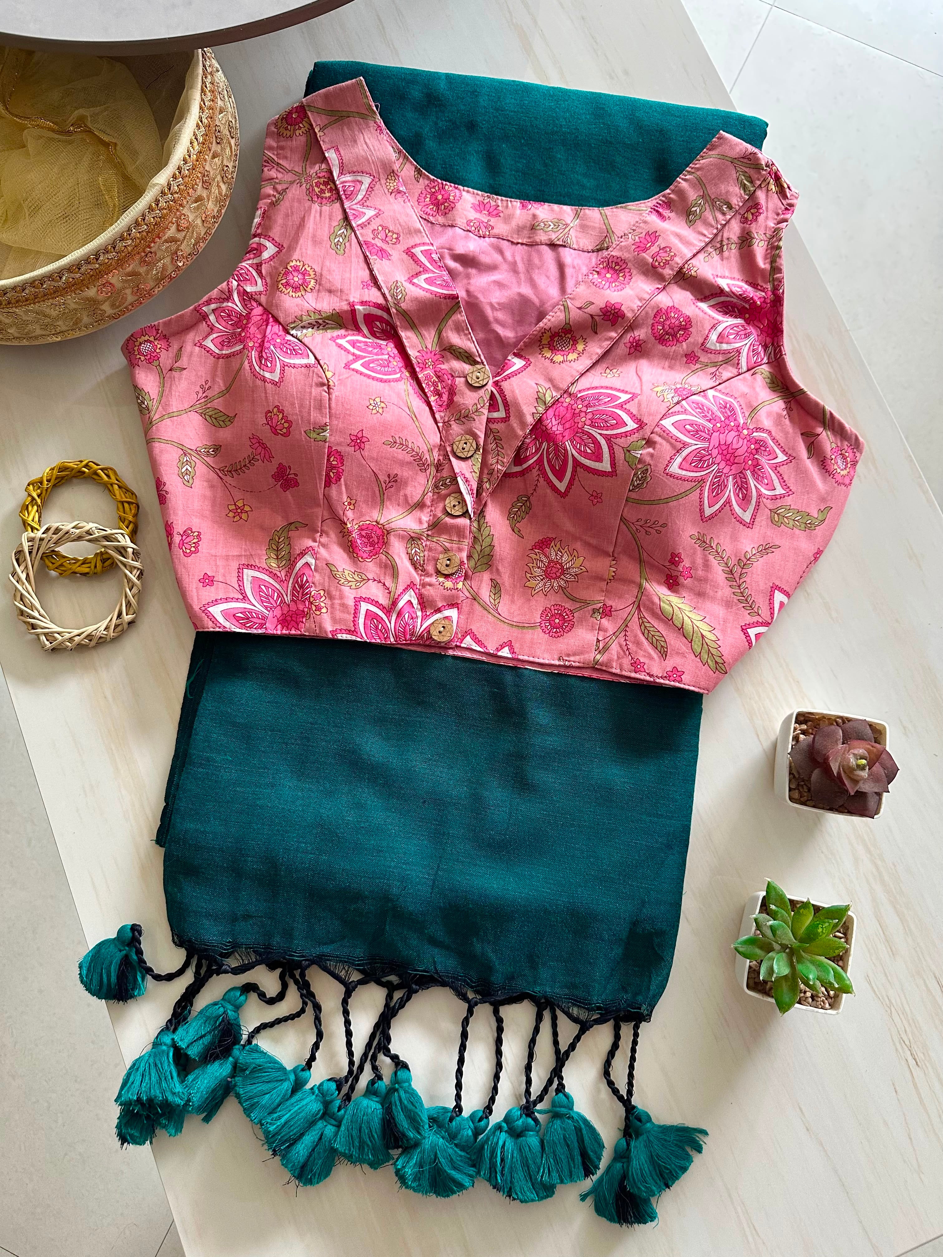 Aarvi: Khadi cotton saree + pretty blouses