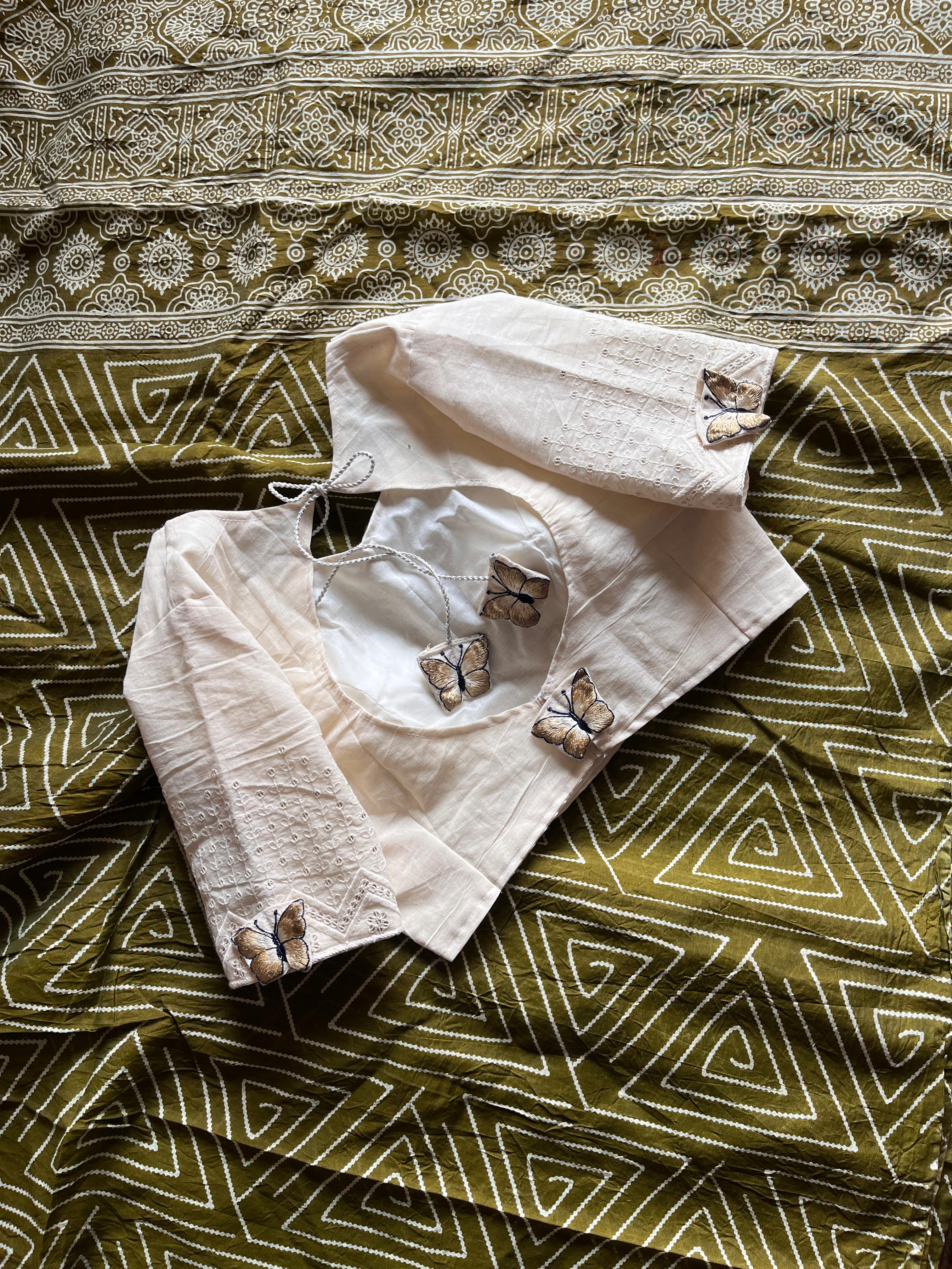 Premium Mul cotton saree with stitched Blouse