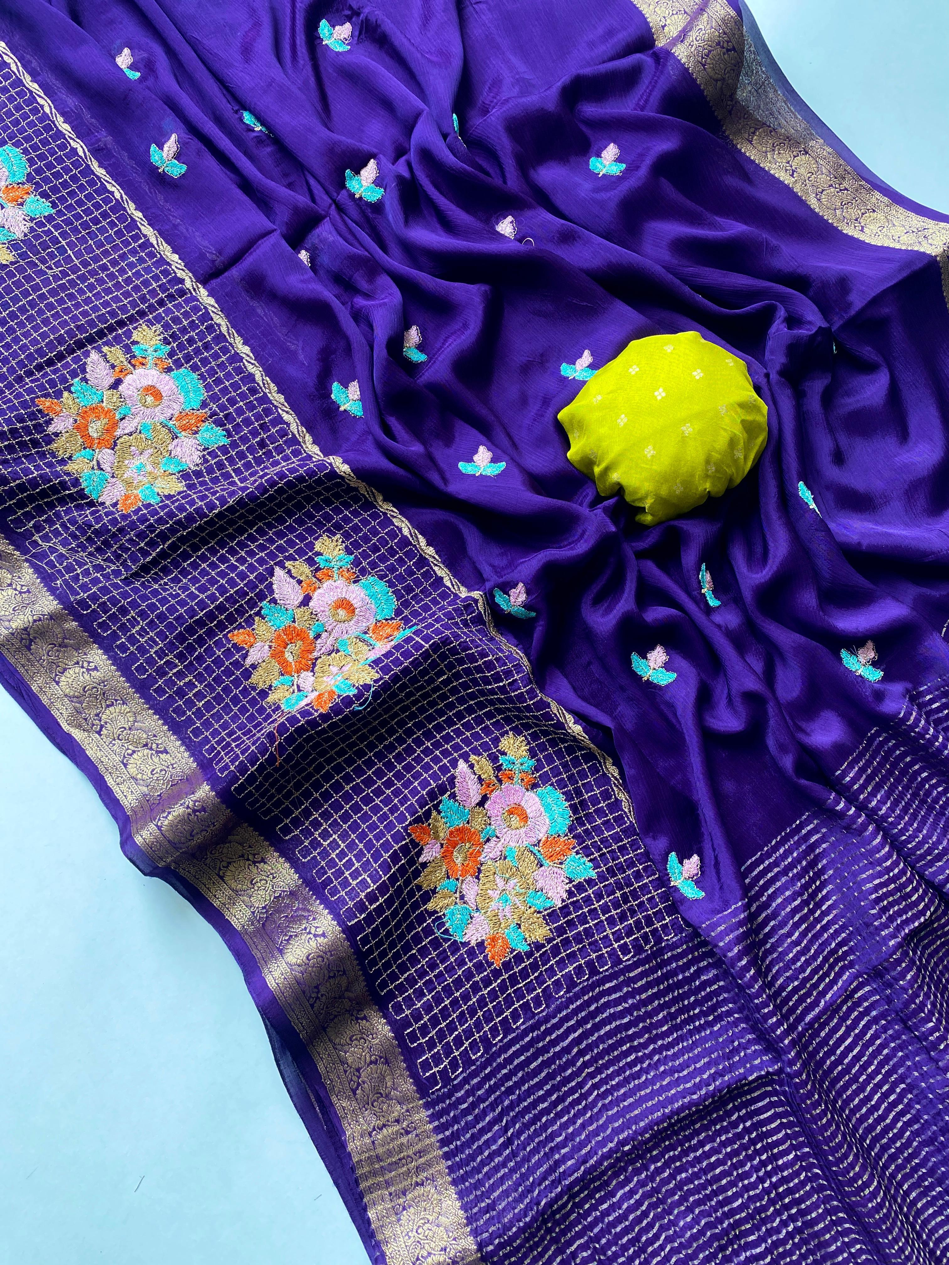 Premium Chinnon Chiffon Sarees 💕