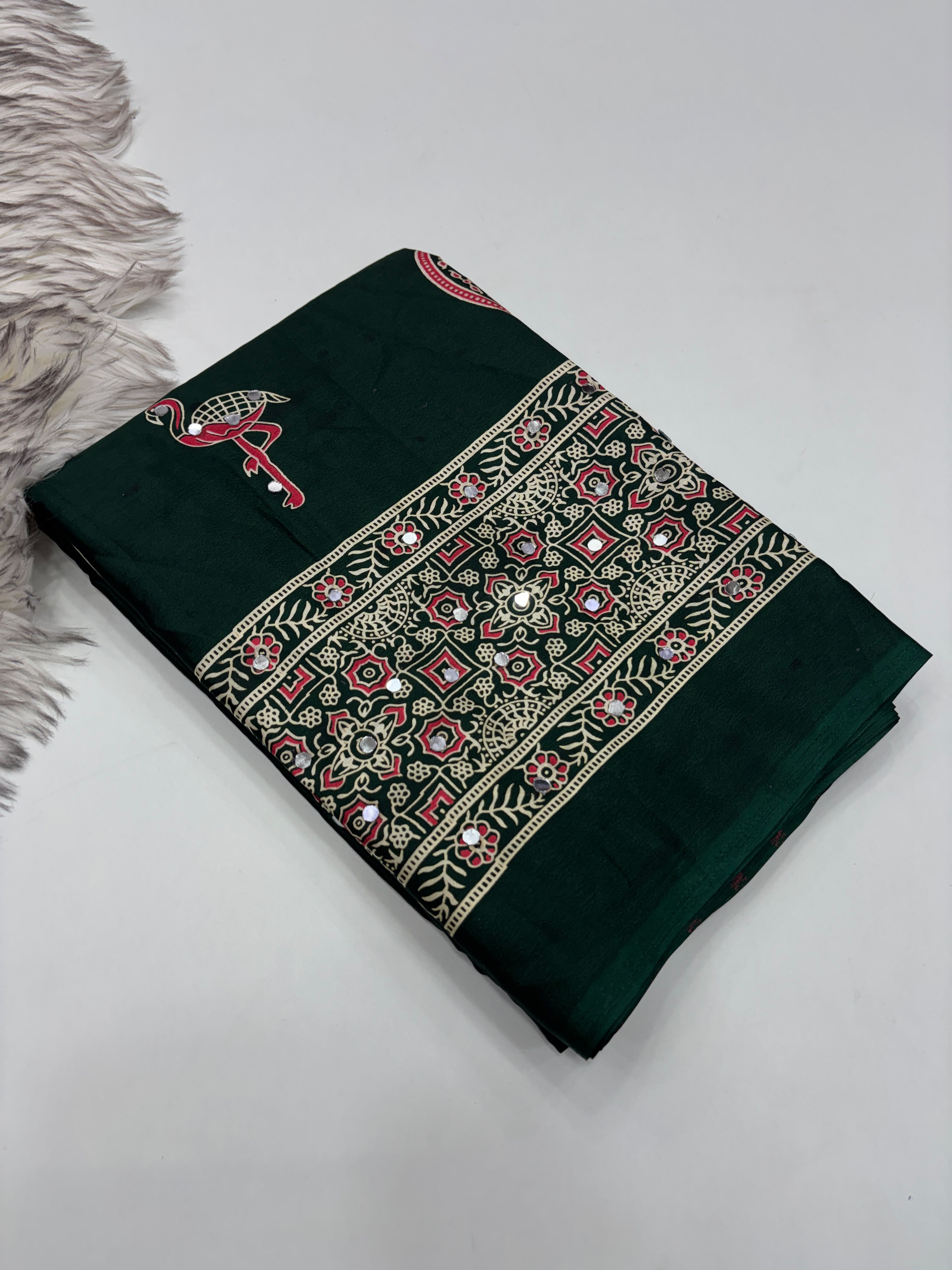 Anshu 4 : Ajrak viscose Satin silk sarees 💕