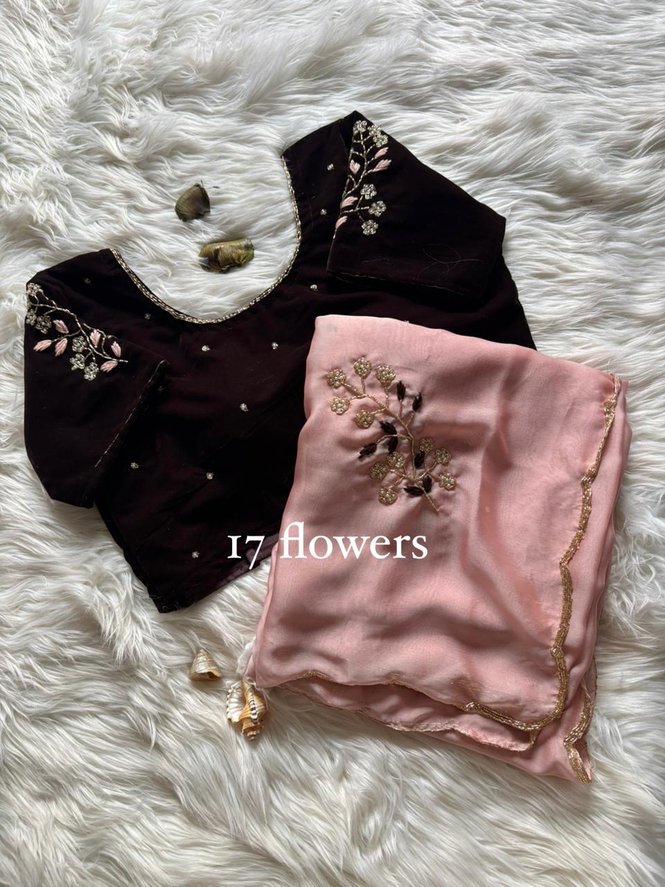 Floral Velvet : designer Saree