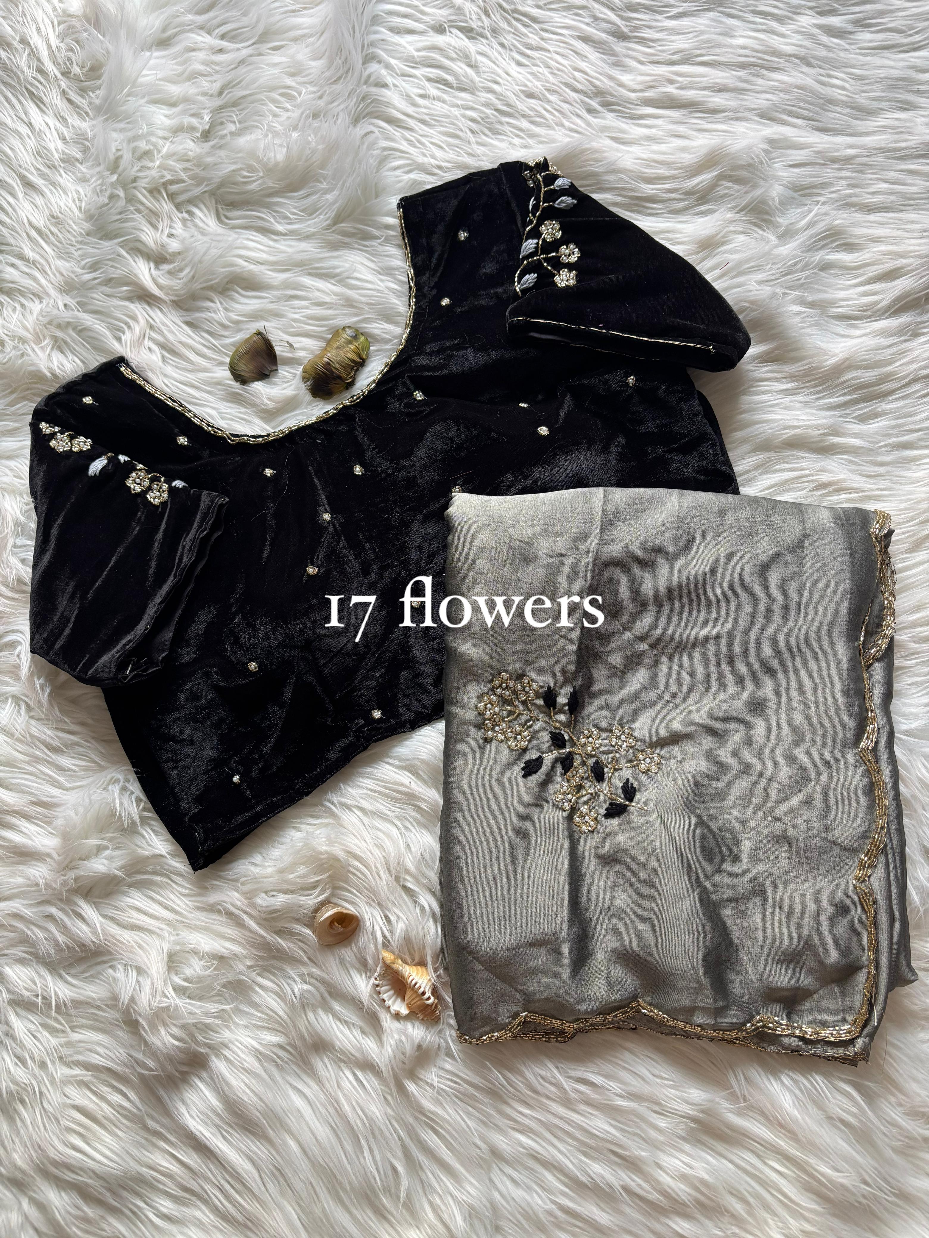 Floral Velvet : designer Saree