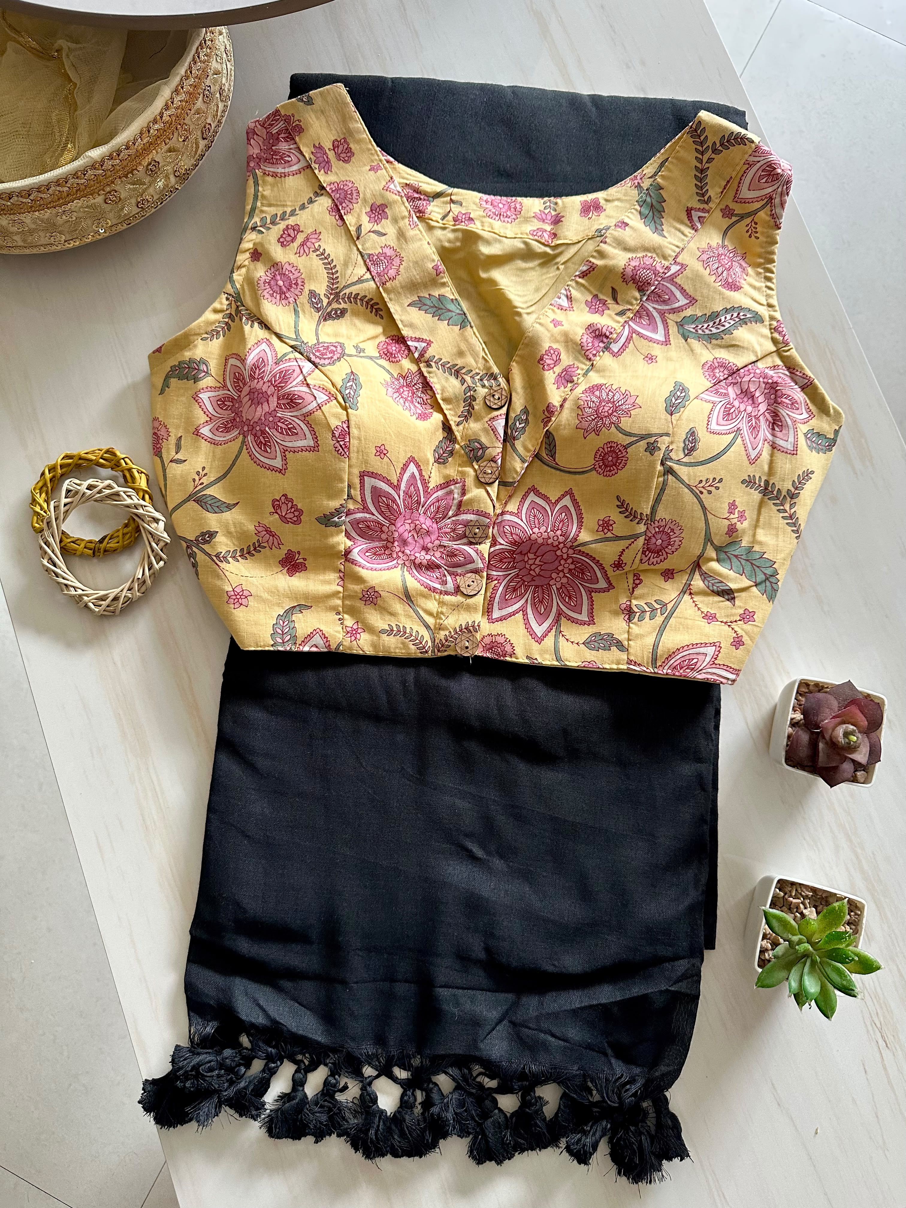 Aarvi: Khadi cotton saree + pretty blouses