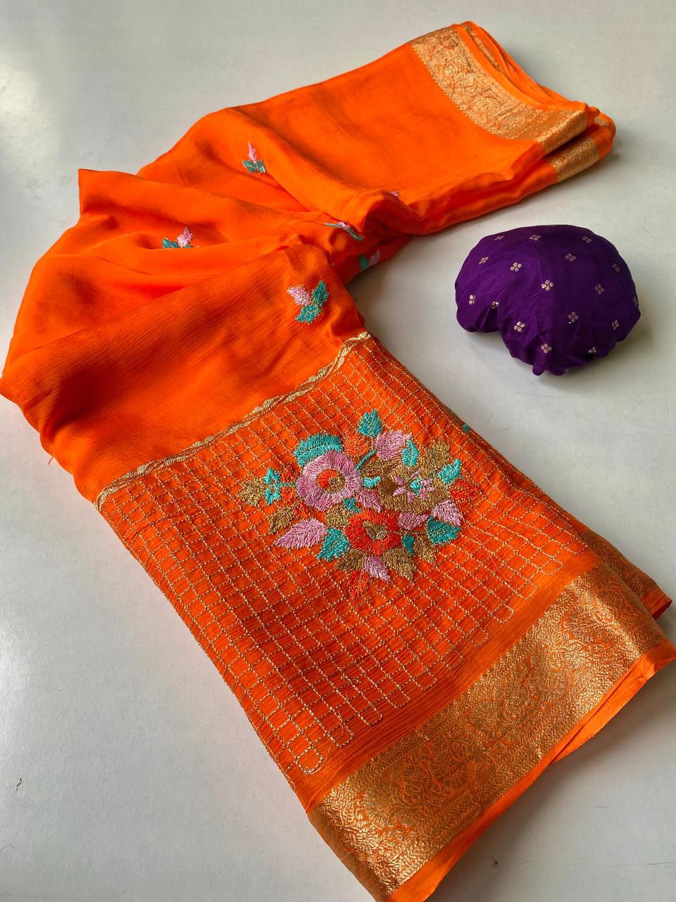 Premium Chinnon Chiffon Sarees 💕