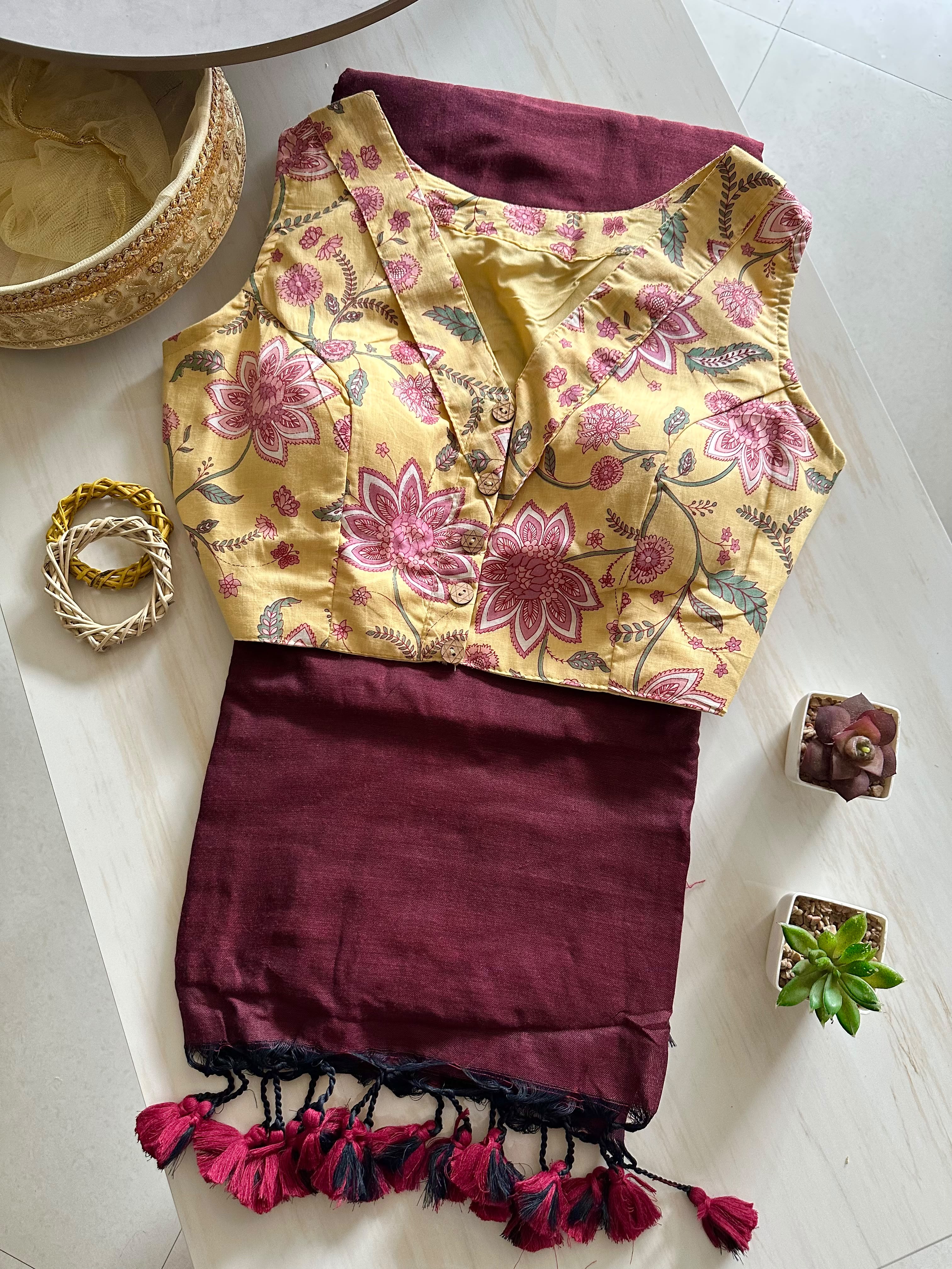 Aarvi: Khadi cotton saree + pretty blouses