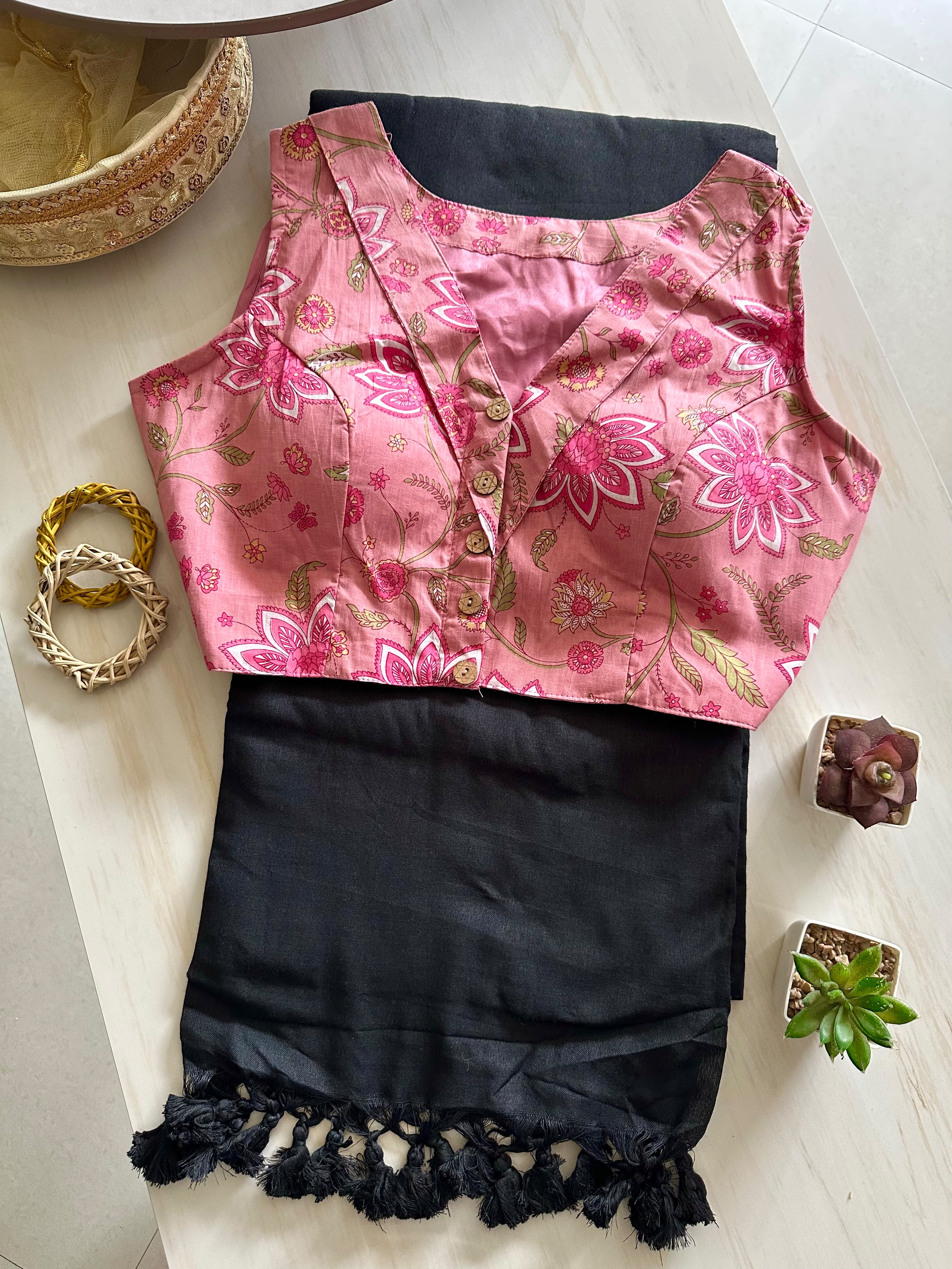 Aarvi: Khadi cotton saree + pretty blouses