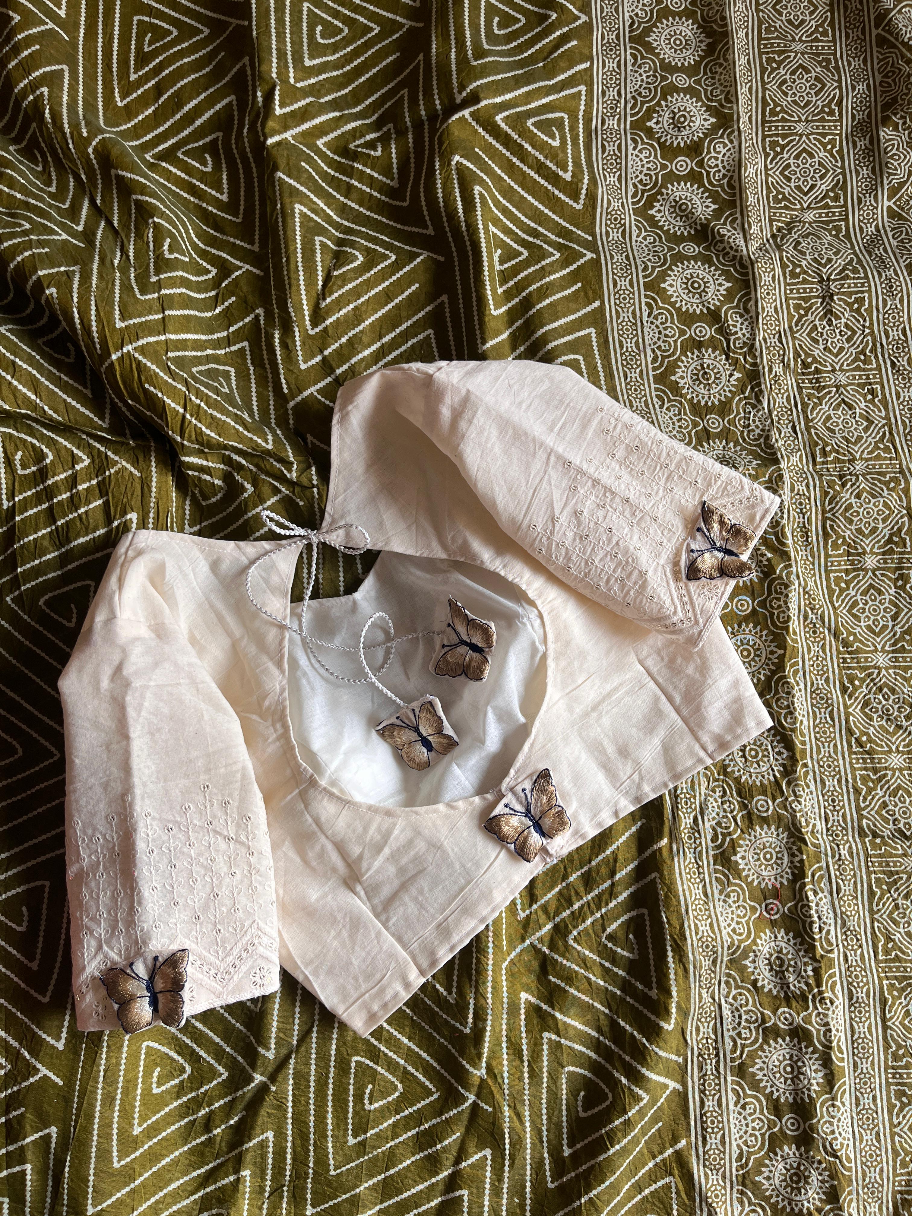 Premium Mul cotton saree with stitched Blouse