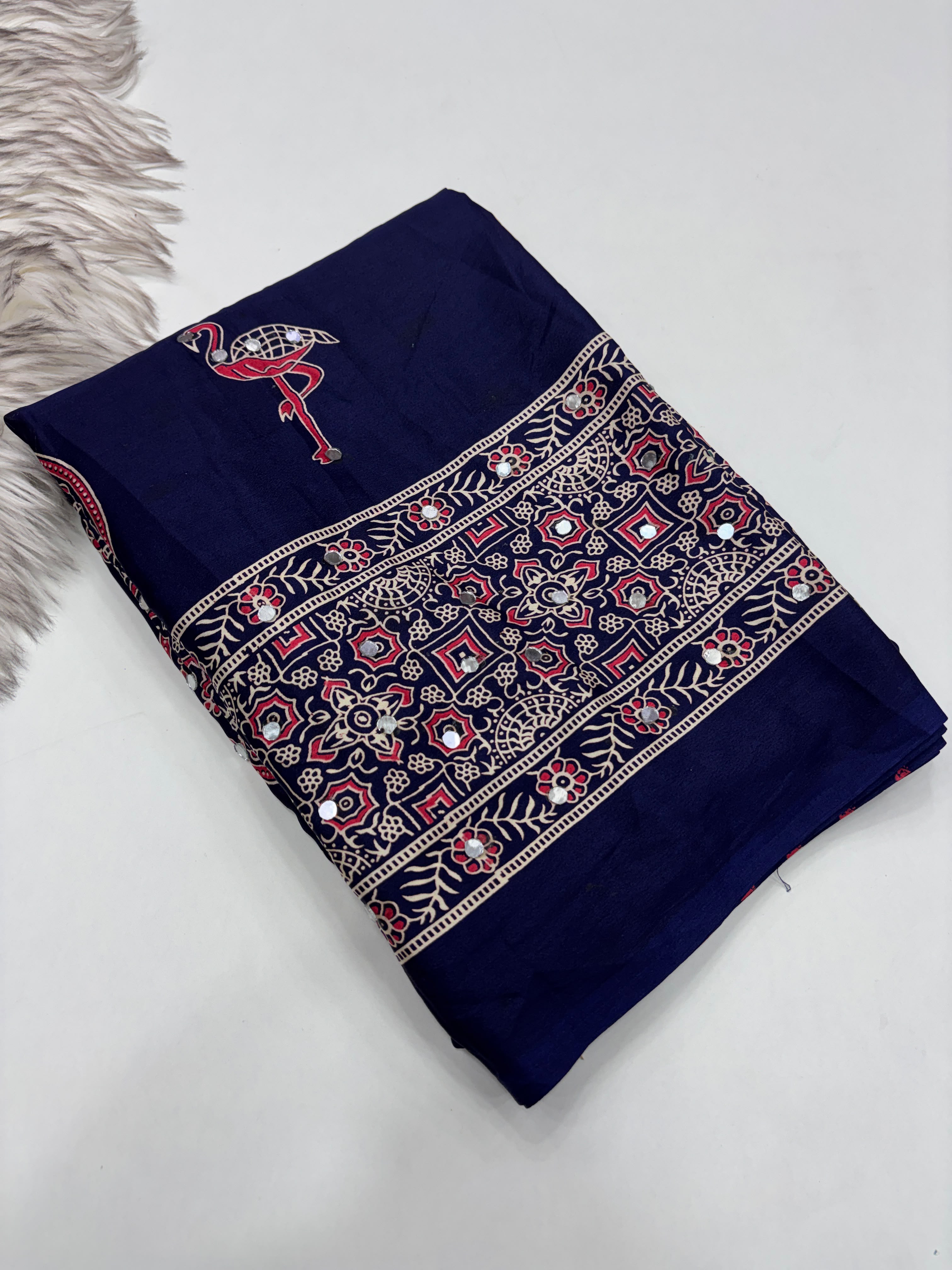 Anshu 4 : Ajrak viscose Satin silk sarees 💕