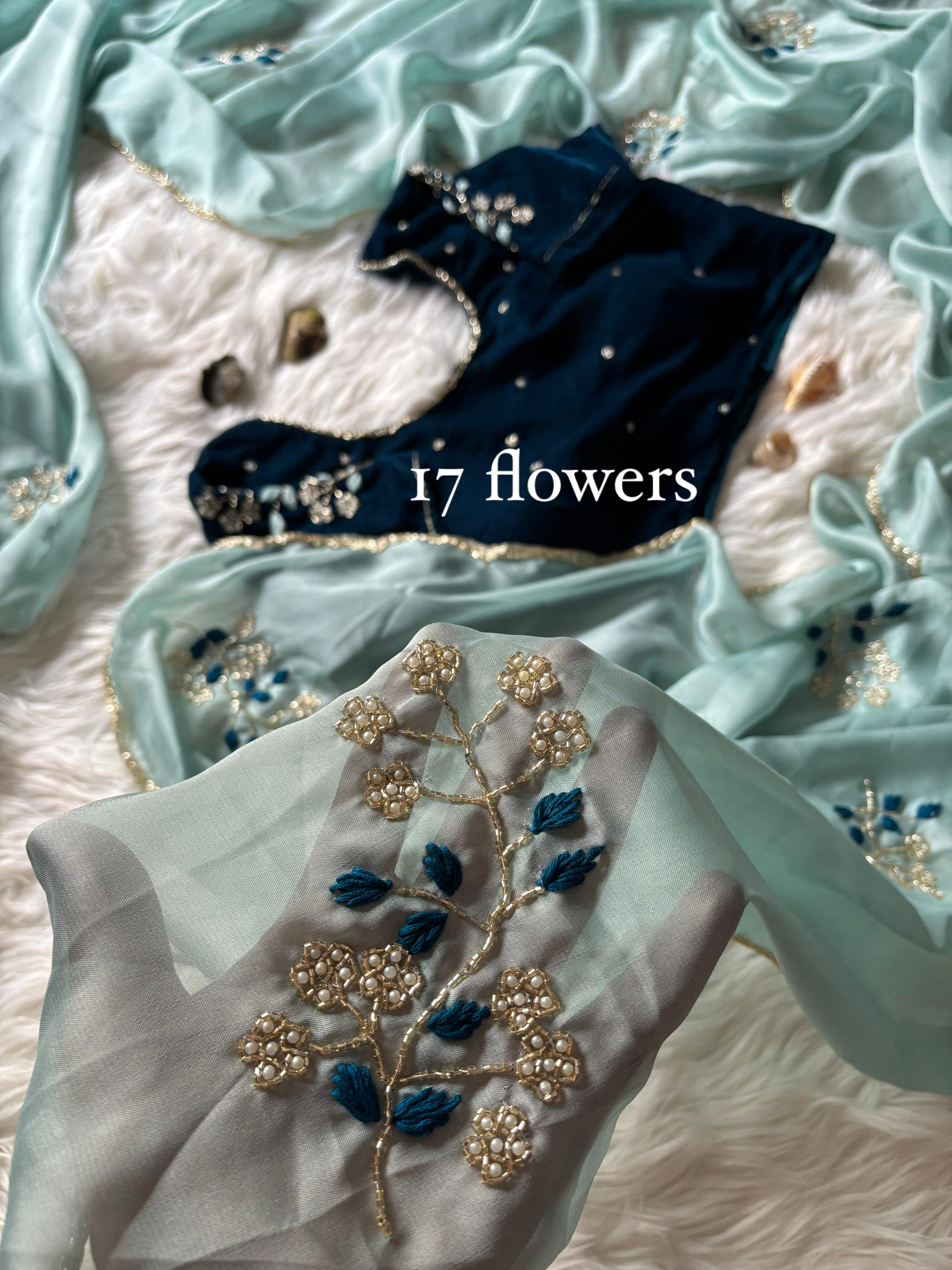 Floral Velvet : designer Saree