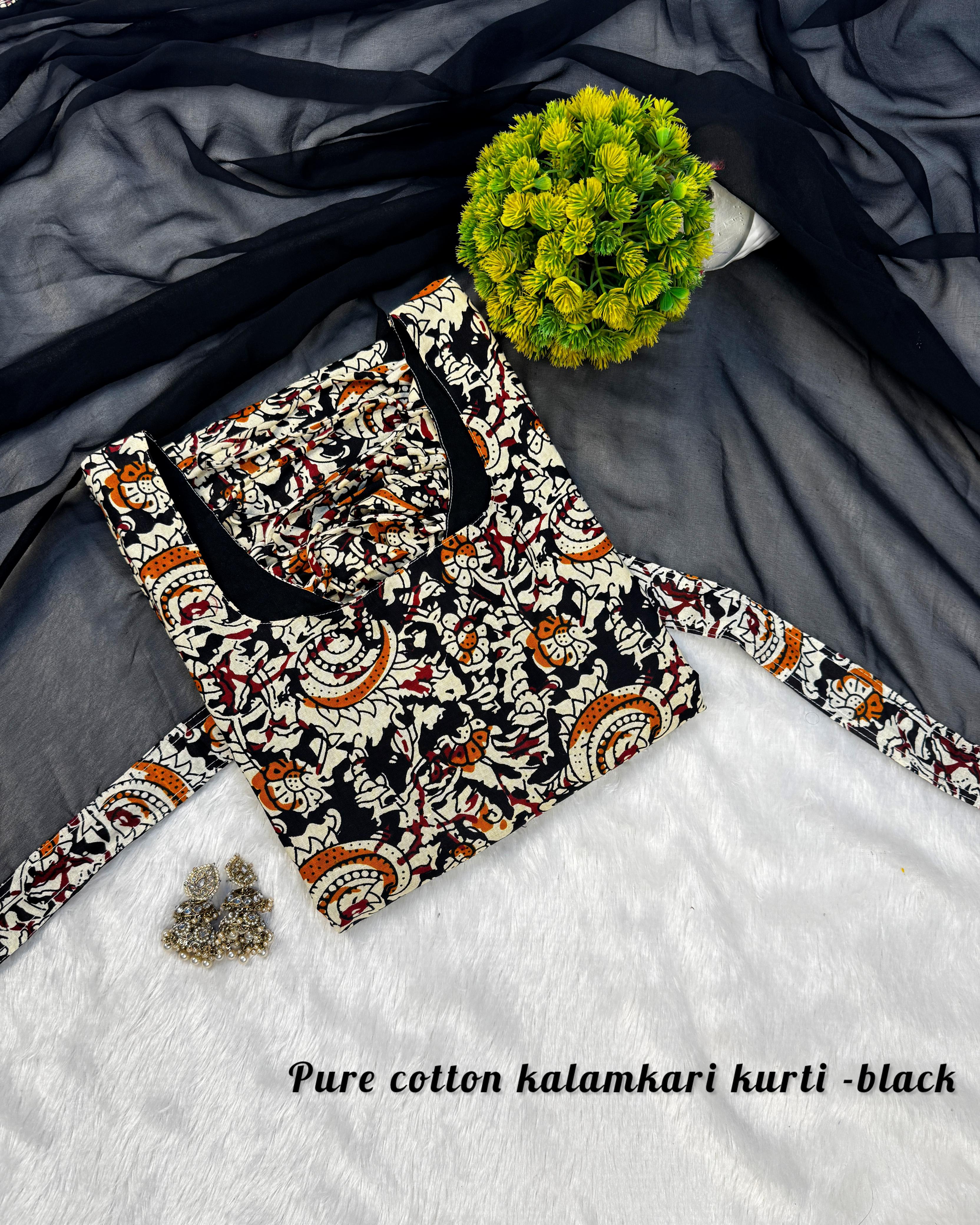 Anya : Kalamkari kurti with Georgette dupatta 💕