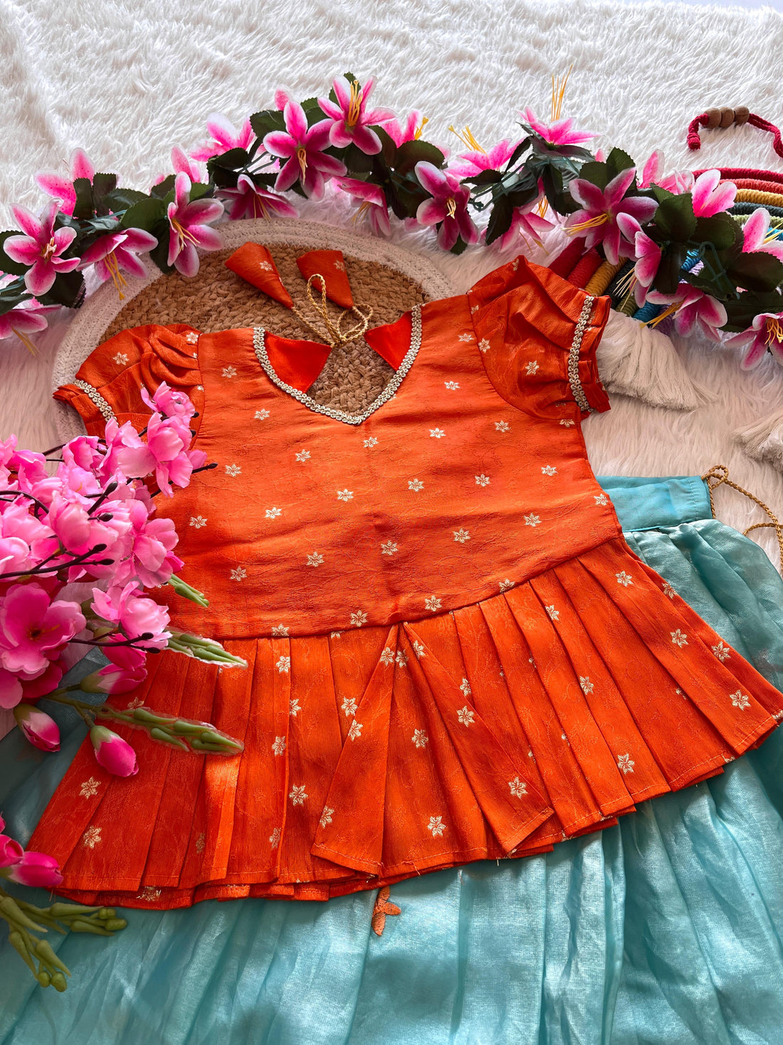 Cute Parrot : kids lehenga