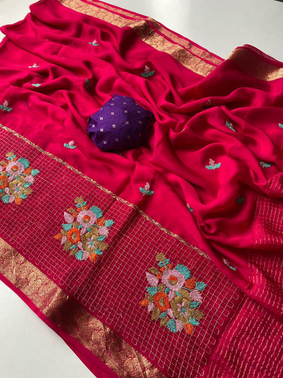 Premium Chinnon Chiffon Sarees 💕