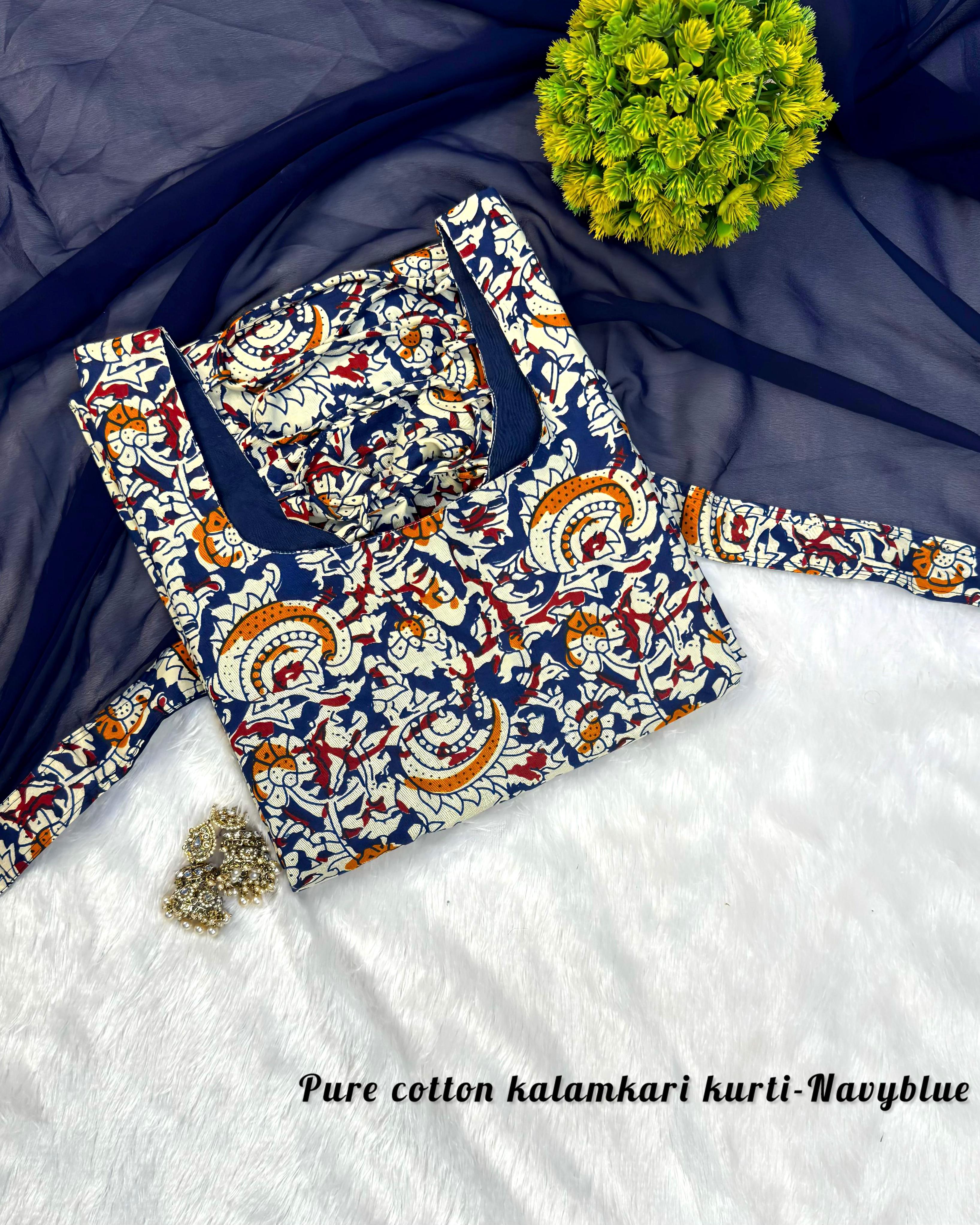 Anya : Kalamkari kurti with Georgette dupatta 💕