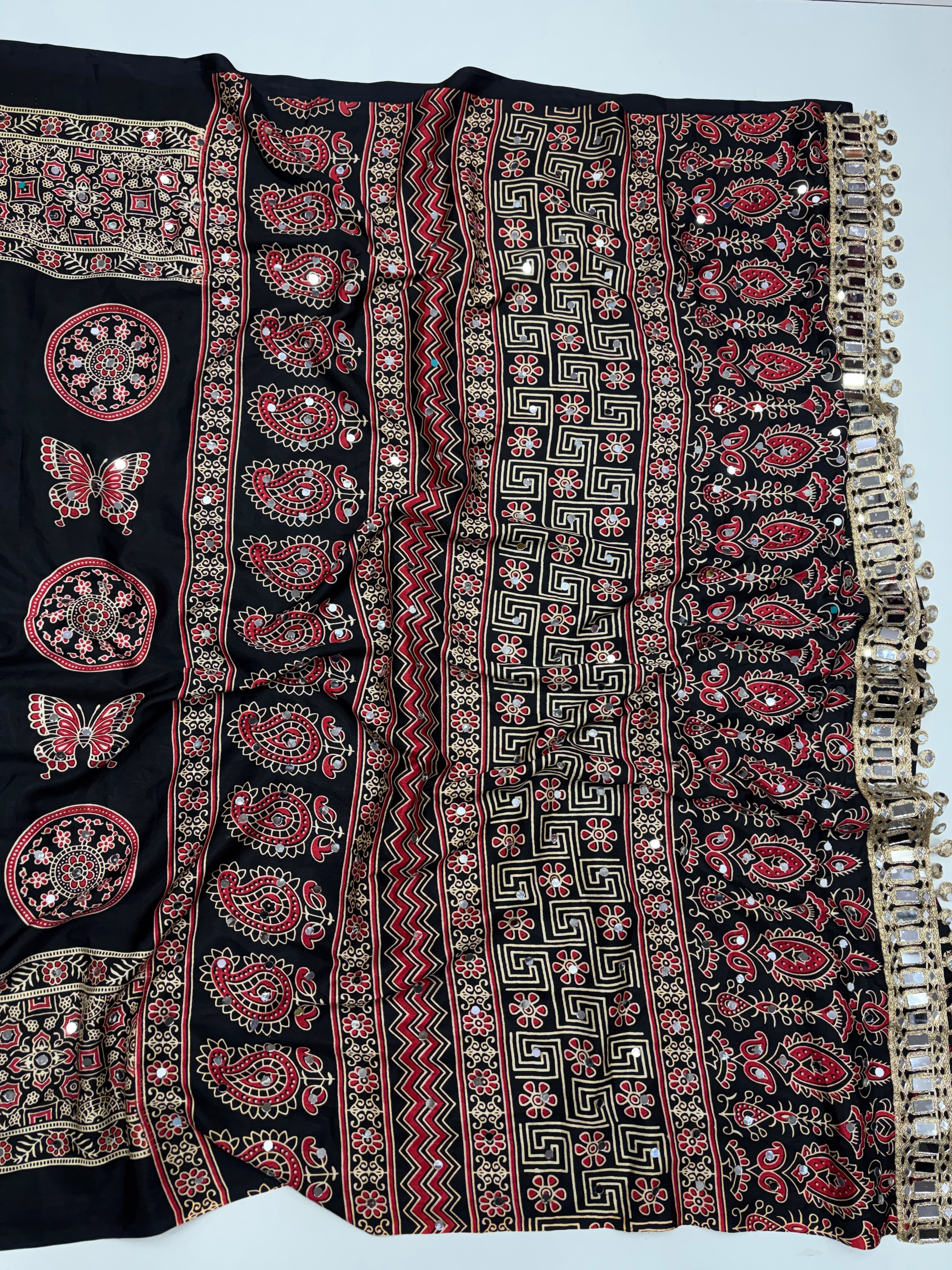 Anshu 4 : Ajrak viscose Satin silk sarees 💕