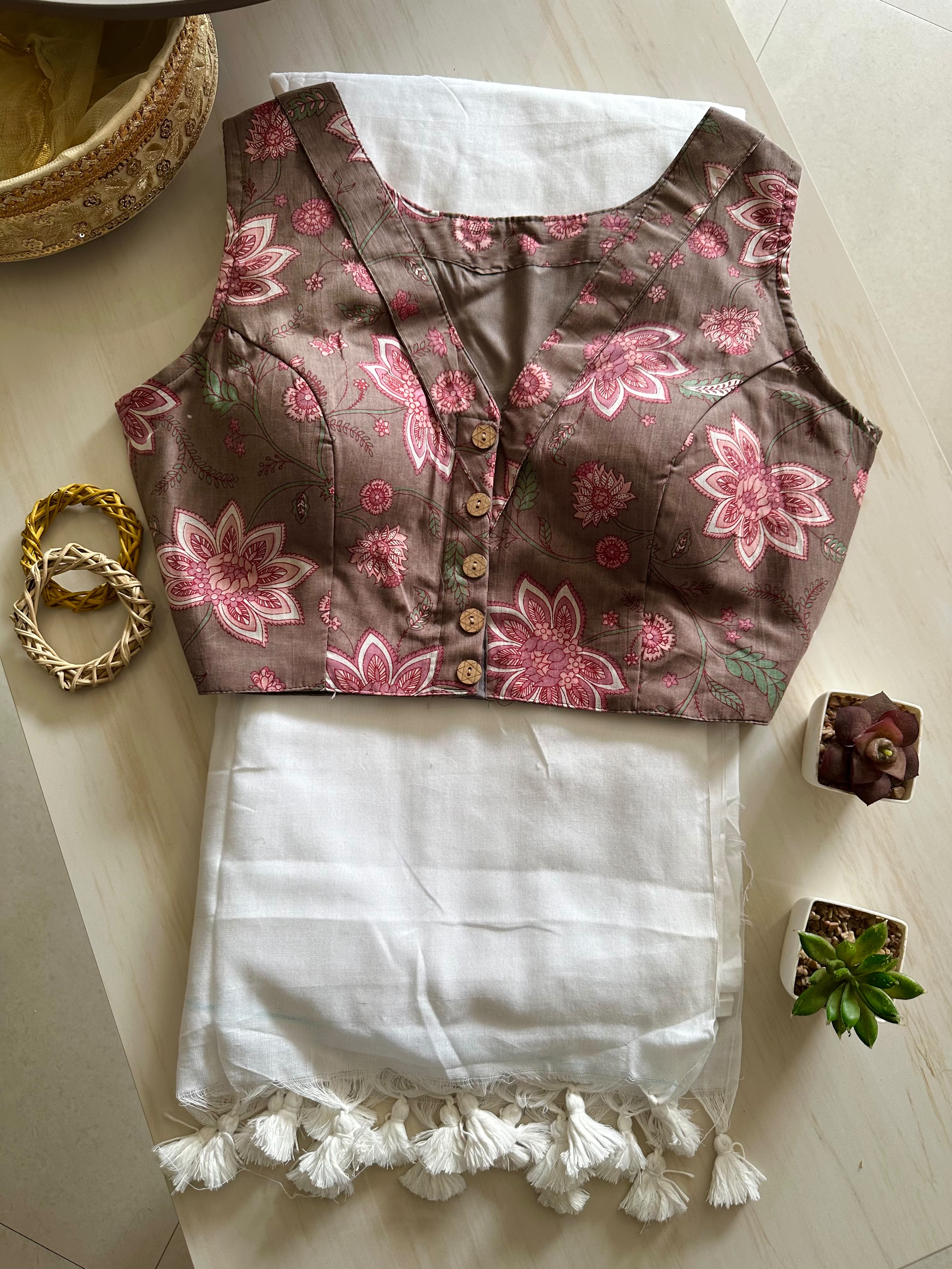 Aarvi: Khadi cotton saree + pretty blouses