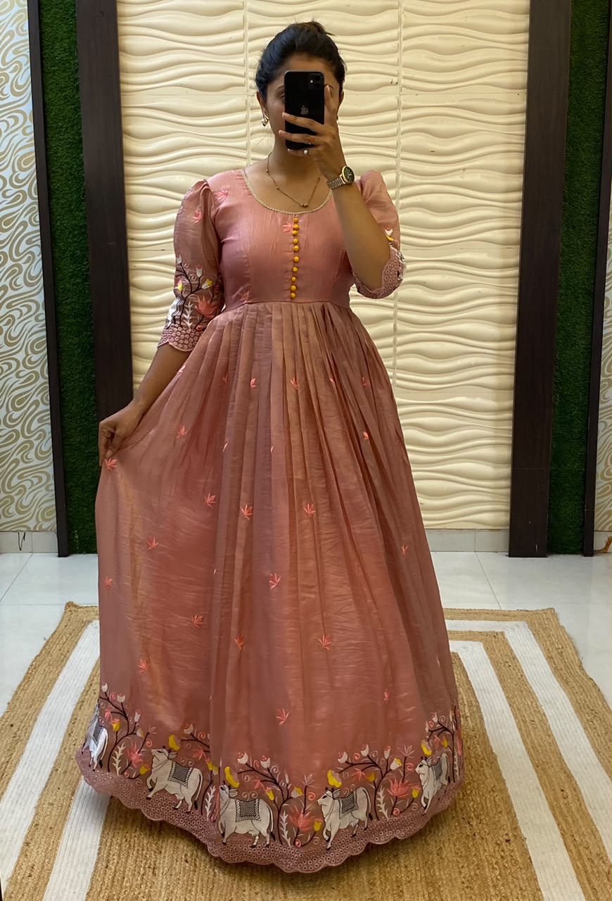Sarala : Pichwai embroidery frocks